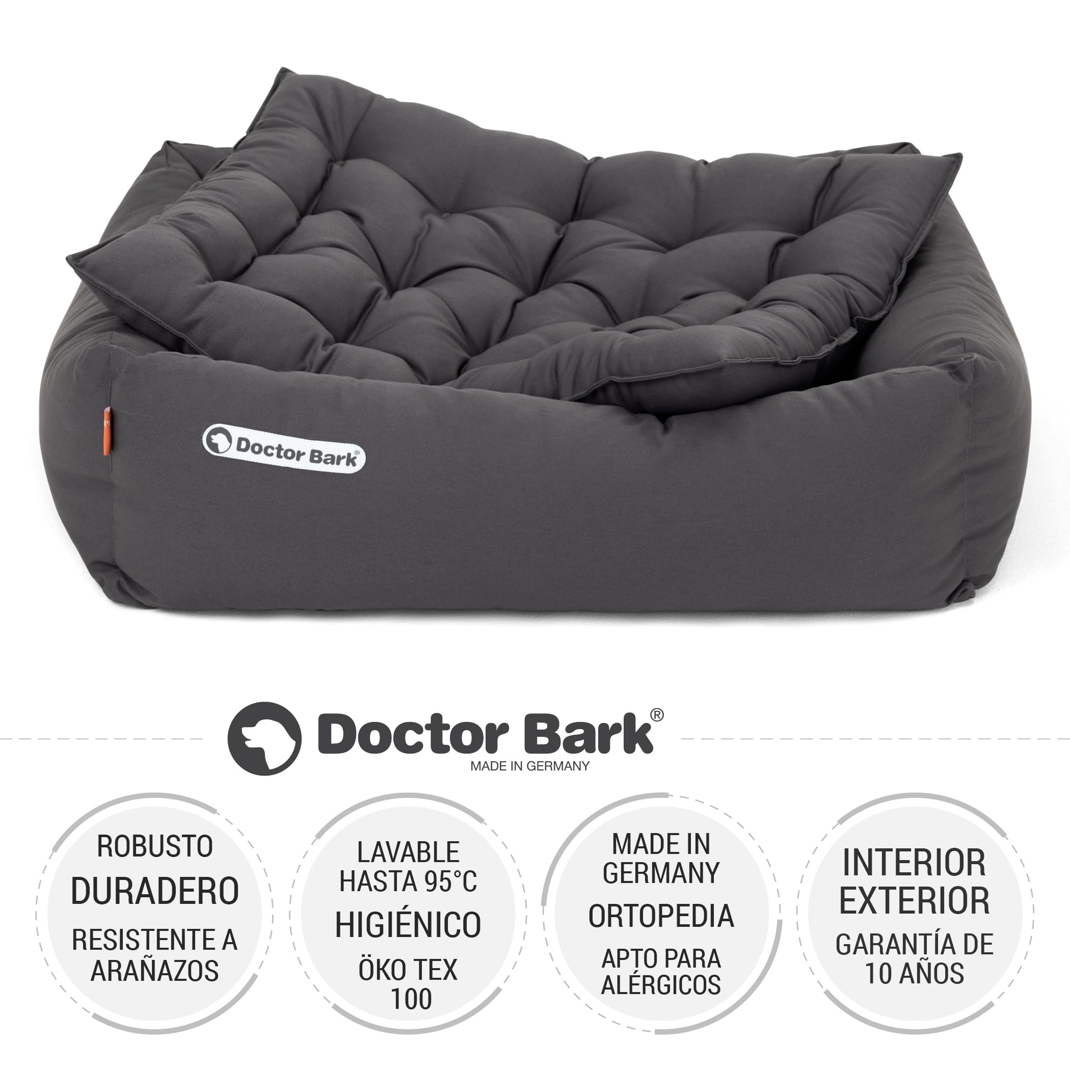 Doctor Bark Cama Ortopédica, Lavable Hasta 95 °C, Sin Olor E Higiénica, Acogedora Decoración Para Perros Grandes (XL - 100 X 90 Cm), Color Negro