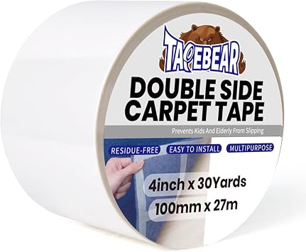 TAPEBEAR Carpet Tape Double Sided 4Inch x 30Yards Heavy Duty Rug Gripper