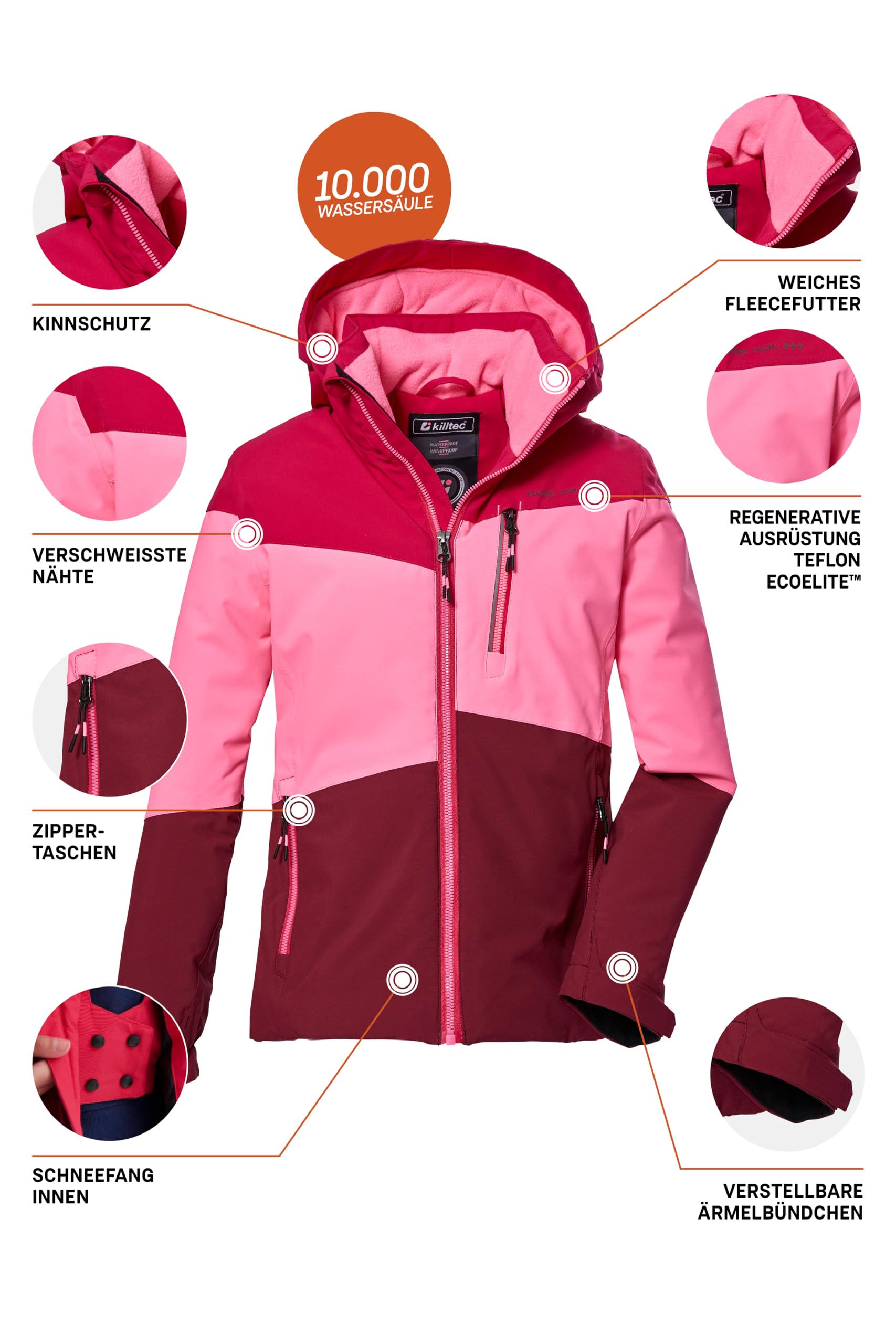 Killtec Kow 170 Grls Jckt Veste fonctionnelle avec capuche et pare-neige/veste d'extérieur imperméable Girl´s