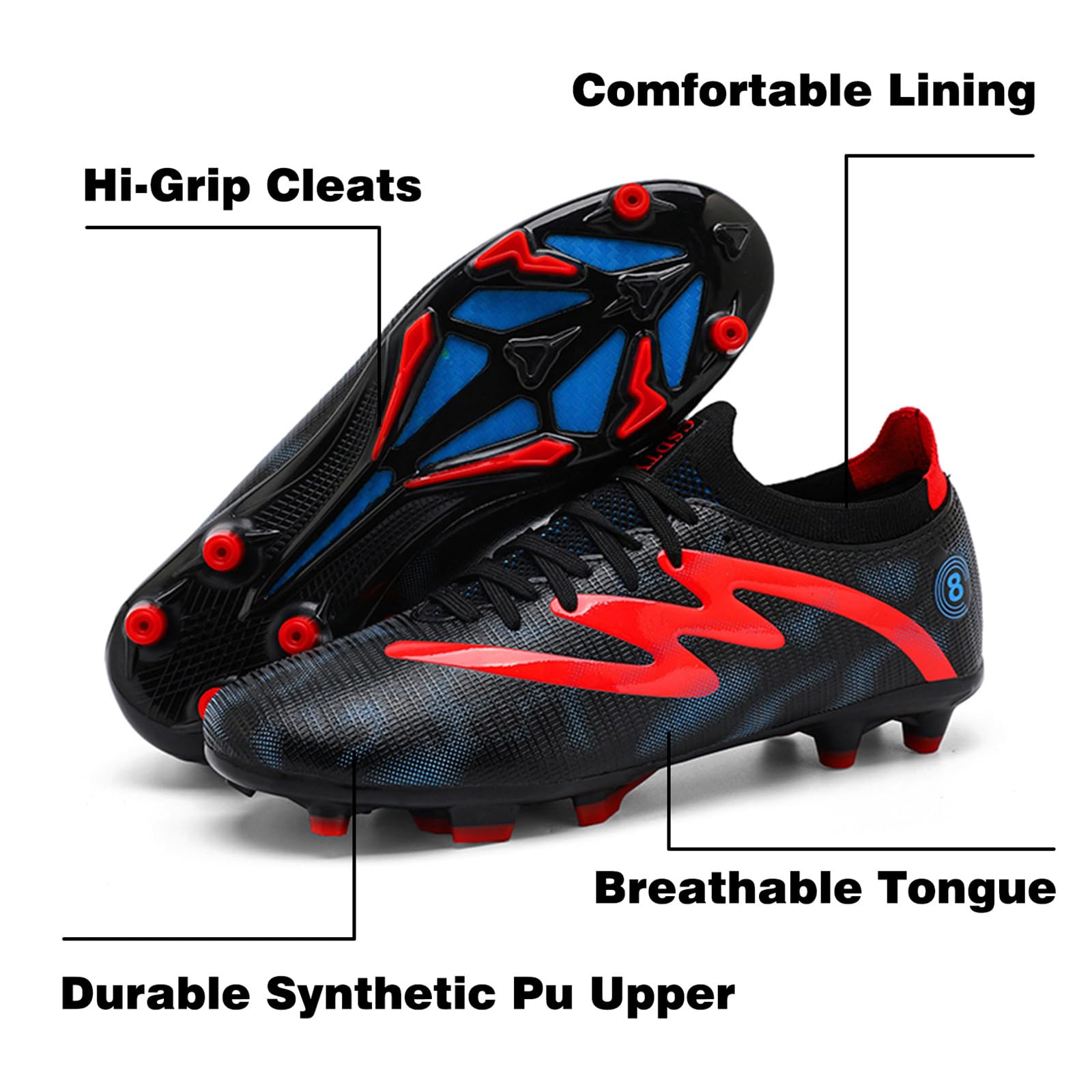 Football Boots Men's Outdoor Professional Training Football Shoes High Top Spikes Kids Teenager Professional Athletics Soccer Shoes Sneakers - 5