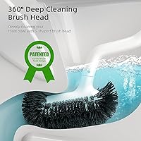 Vista 2 de HAMITOR Juego de Soporte de Cepillo para Taza de Inodoro: Cepillos de Limpieza Profunda con Diseño Curvo - Mango Largo Ergonómico para Limpieza