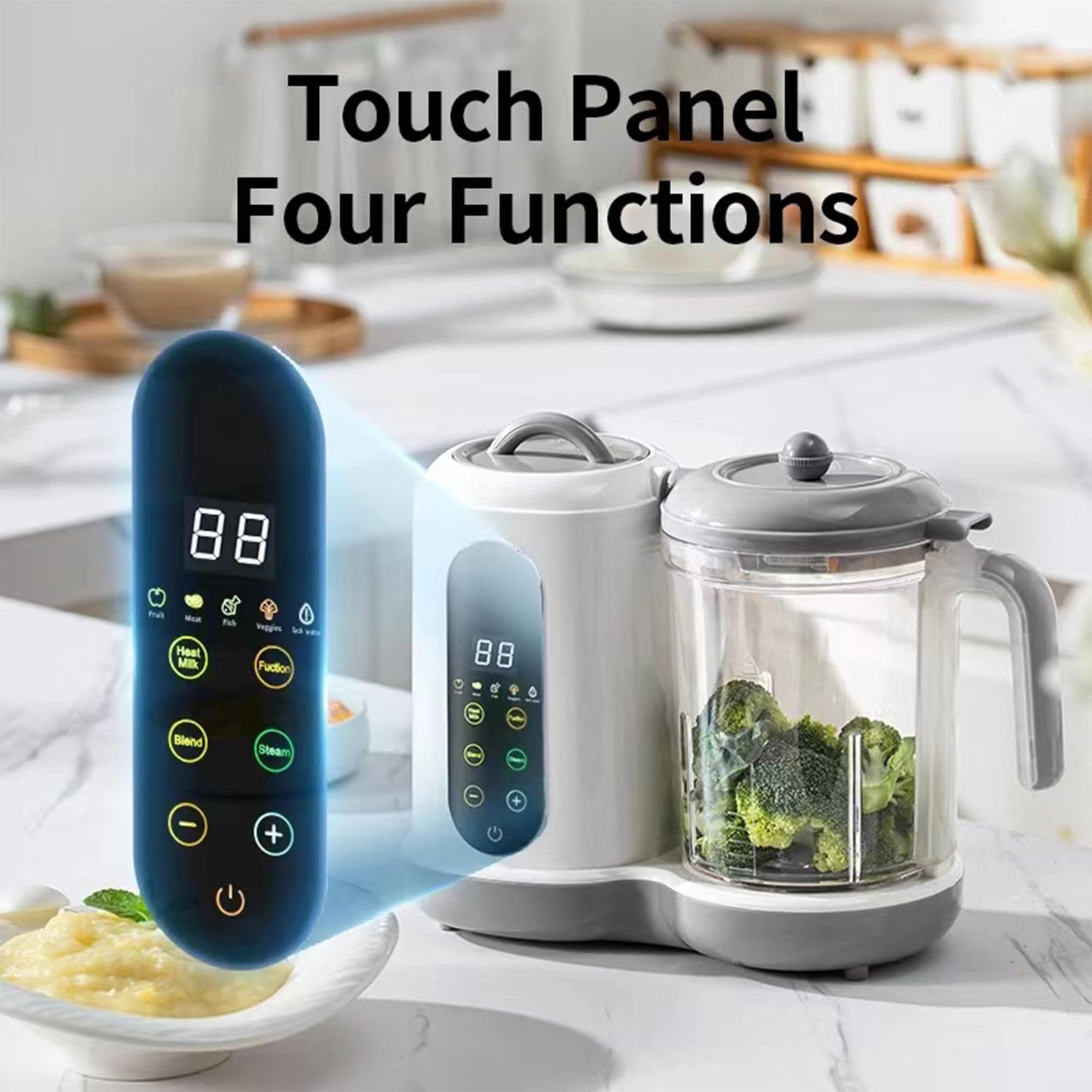 Robot Cuiseur Mixeur Bébé avec Panier Vapeur, Cuiseur Vapeur Mixeur Multifonctions Automatique pour Purées Maison Sain, Fonction autonettoyante