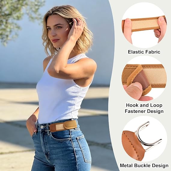 2PCS No Buckle Belts for Men, Elastic Work Tool Belt Buckle for Men Women, Adjustable Tactical Men's Belts for Valentine's Day Anniversary Birthday