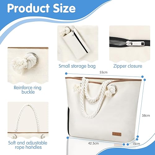 Miniatura 5 de Lekesky Bolsas de playa para mujer, grandes, impermeables, con cremallera, bolsa de playa, impermeable, a prueba de arena, bolsa de piscina