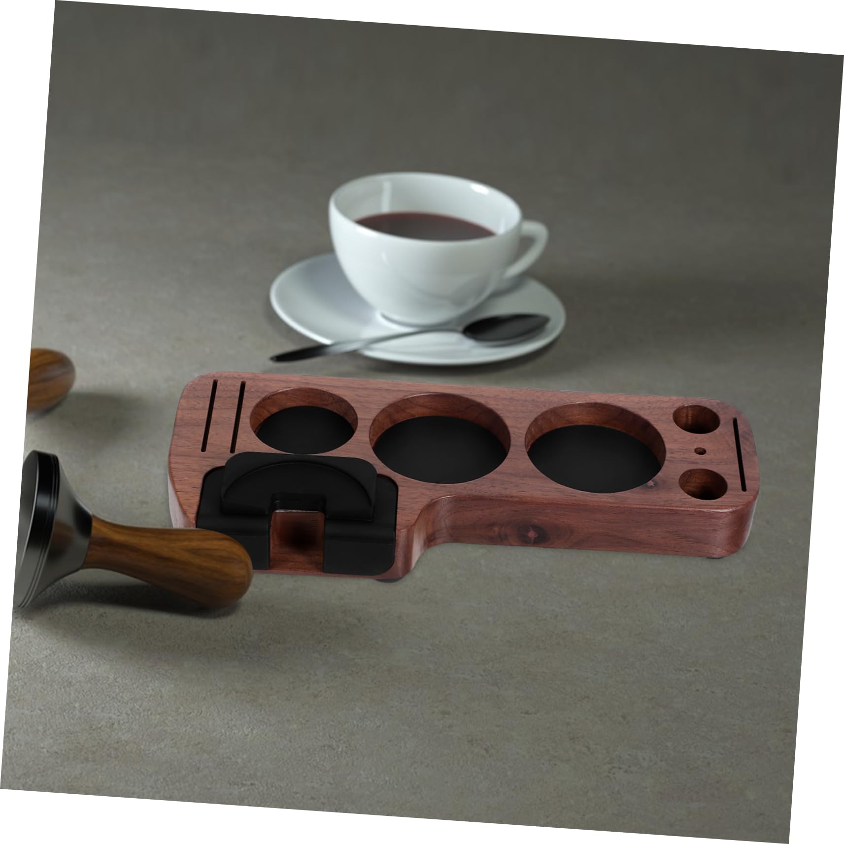 Cabilock Kaffeefilter-tamperständer Aus Holz Passend Für Siebträger Stabiler Espresso-tamperhalter Mit Organizer Für Kaffeezubehör