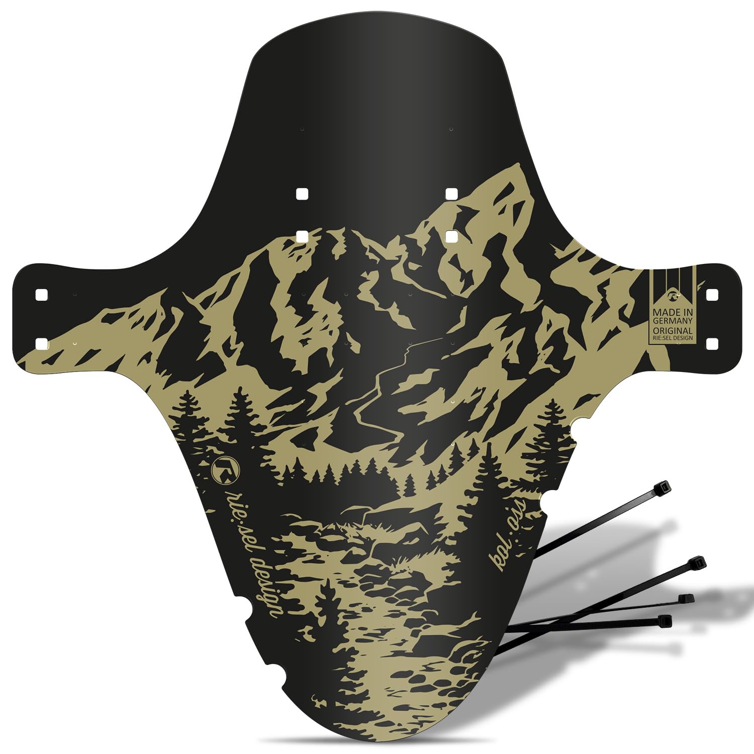 Riesel Design 1 Mudguard Mudguard - KOL:OSS - XL MTB with Cable Clamps - Stylish MTB Mudguard - Splash Guard for All Wheel Sizes - 2023/24 (Alpine)