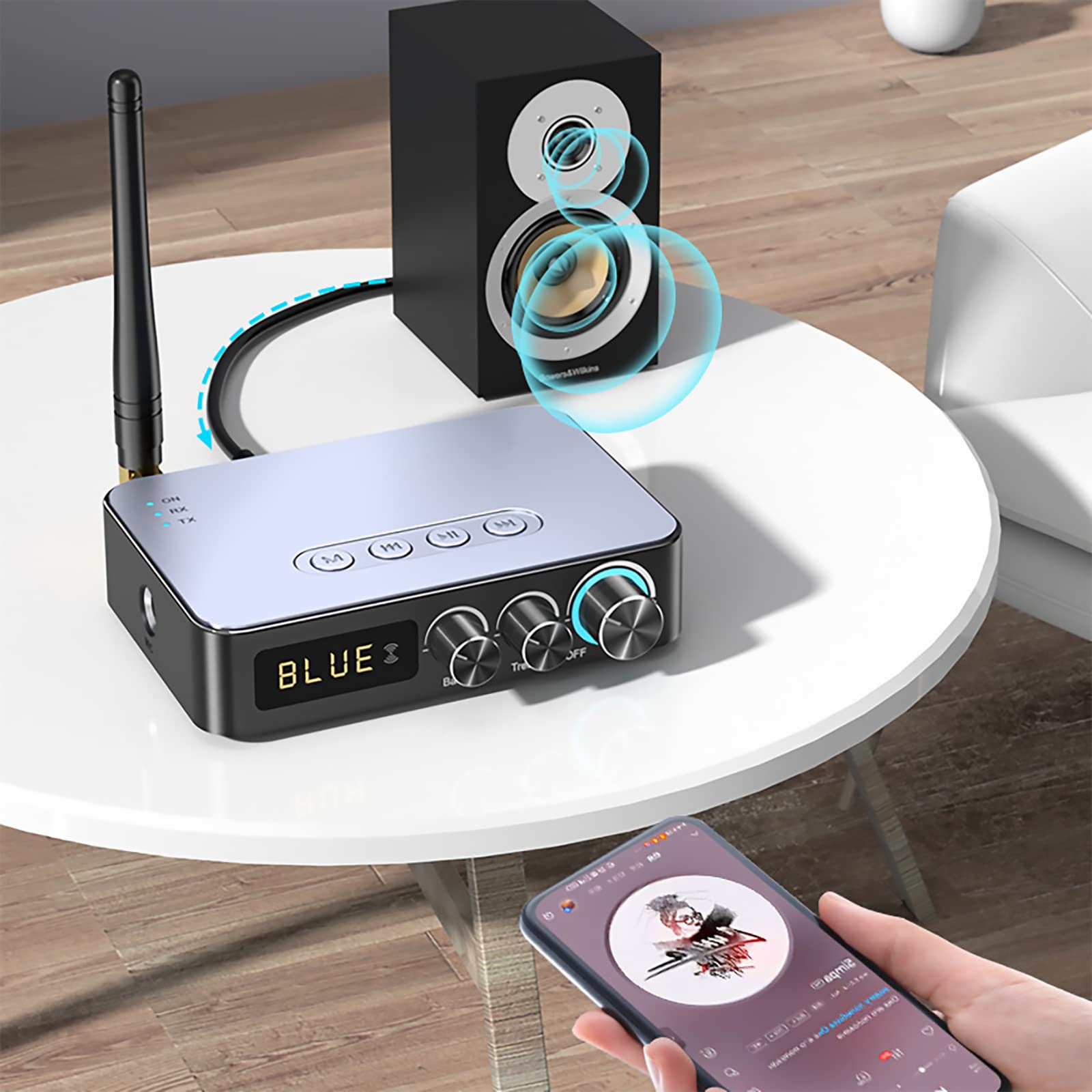 TECKEEN Bluetooth 5.1 NFC Émetteur Récepteur Adaptateur Bluetooth Audio Adaptateur 3.5mm USB HiFi Stéréo Musique