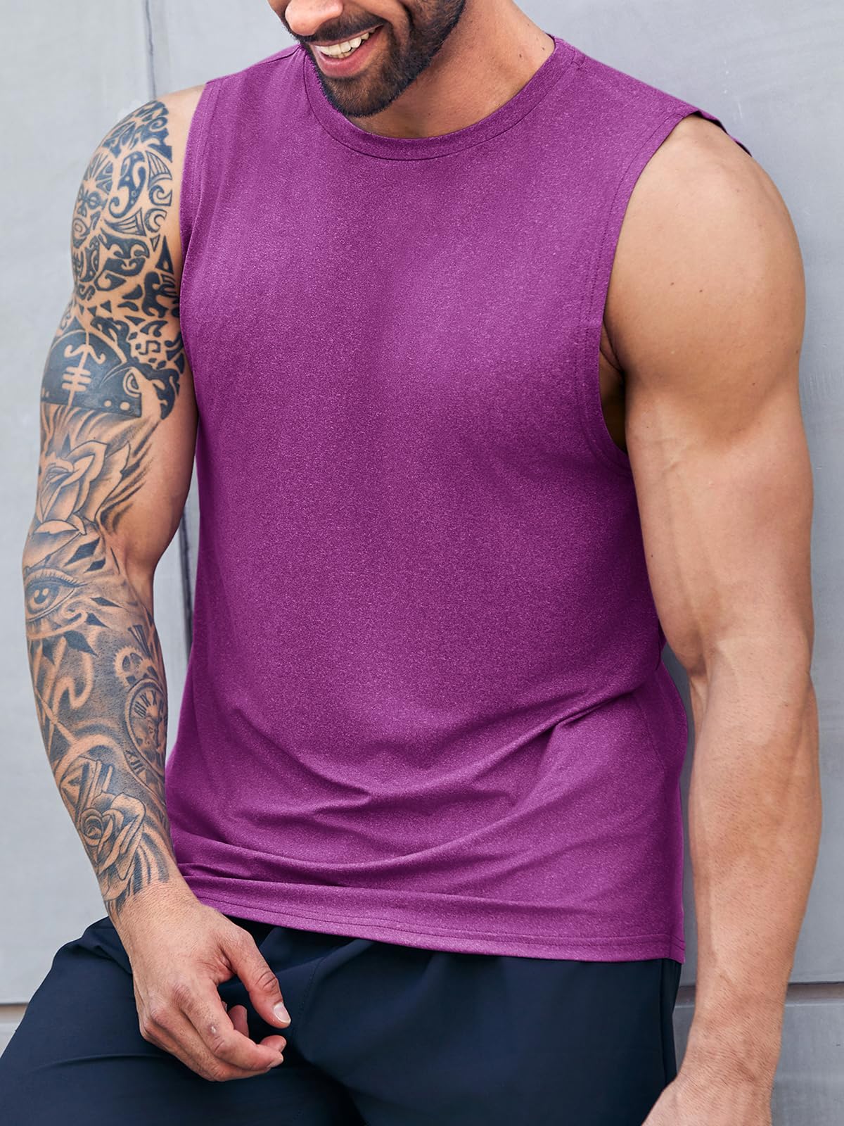 Camiseta sin mangas para hombre cuello redondo gimnasio deporte