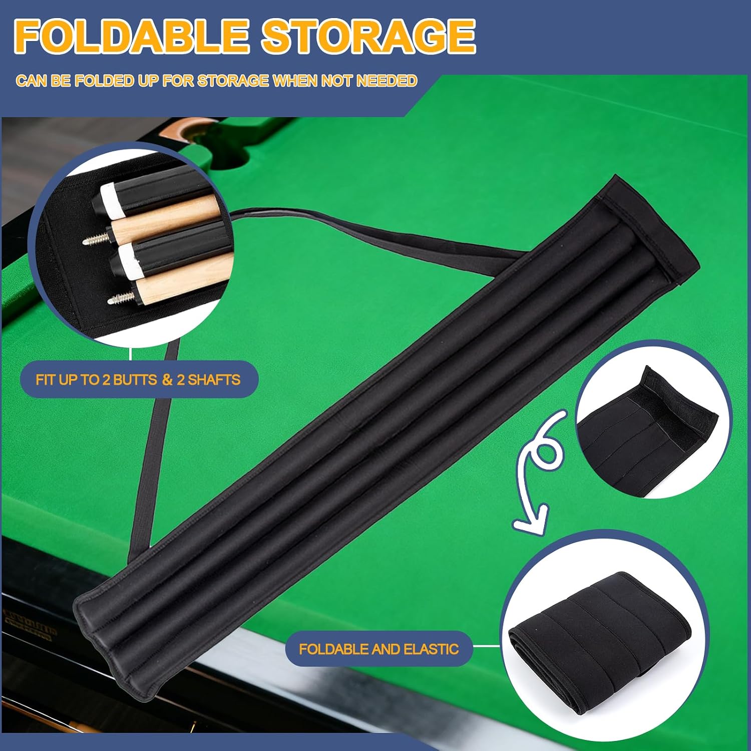 2x2 Pool Cue Case,Thickened Neoprene, Waterproof (30.3"L x 6.7"W) | Thickened Neoprene, Adjustable Shoulder Strap, 4 Separate Compartments
