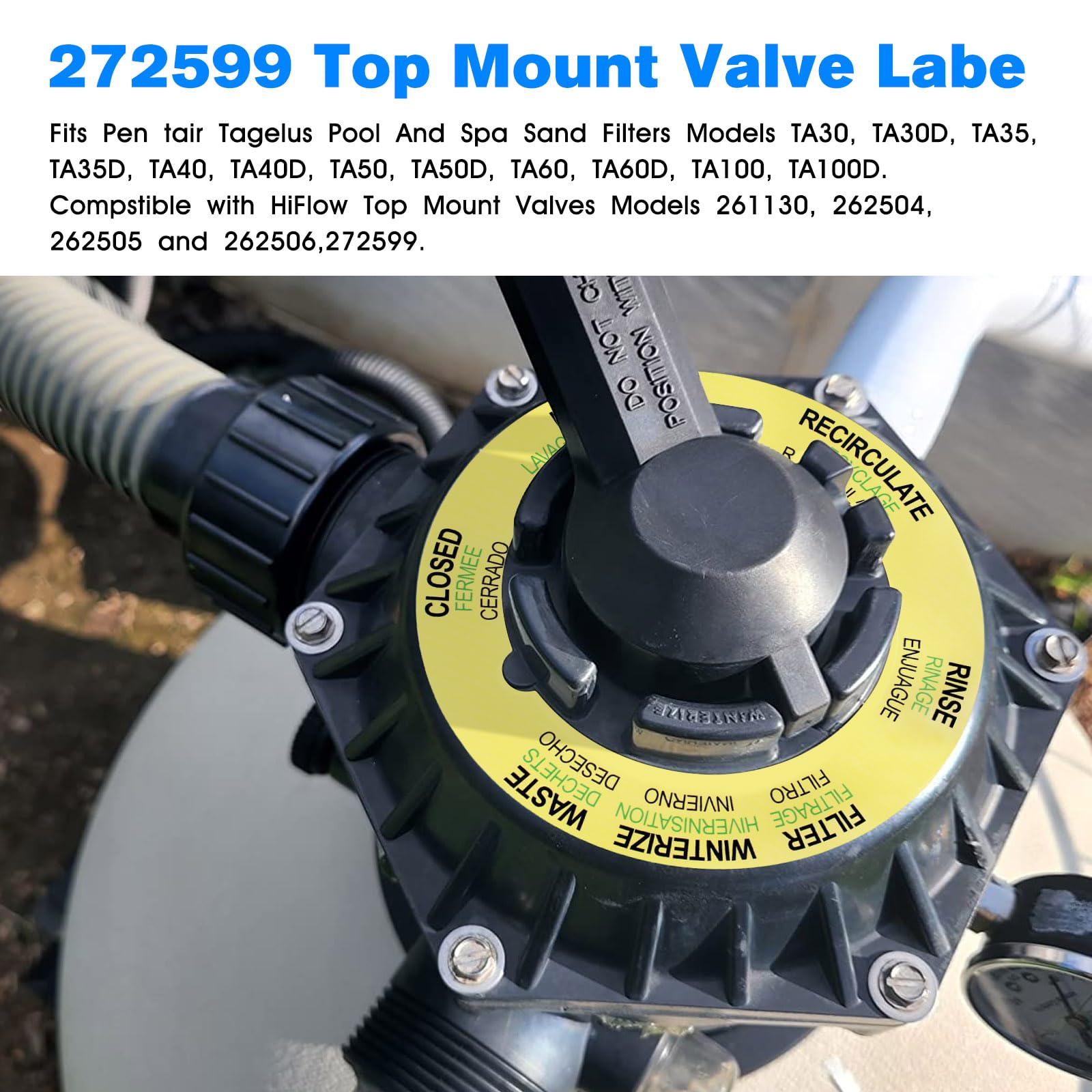 Amazon.com: Pool Filter Valve Label 272599 Replacement Pen tair