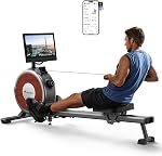 Rowing Machine, MERACH Bluetooth Magnetic Rowing Machine with Dual Sliding Rail, 16 Levels of Electromagnetic Resistance, Maximum Weight Capacity 350 Lbs, Application Compatible, Rowing Machines for Domestic Use