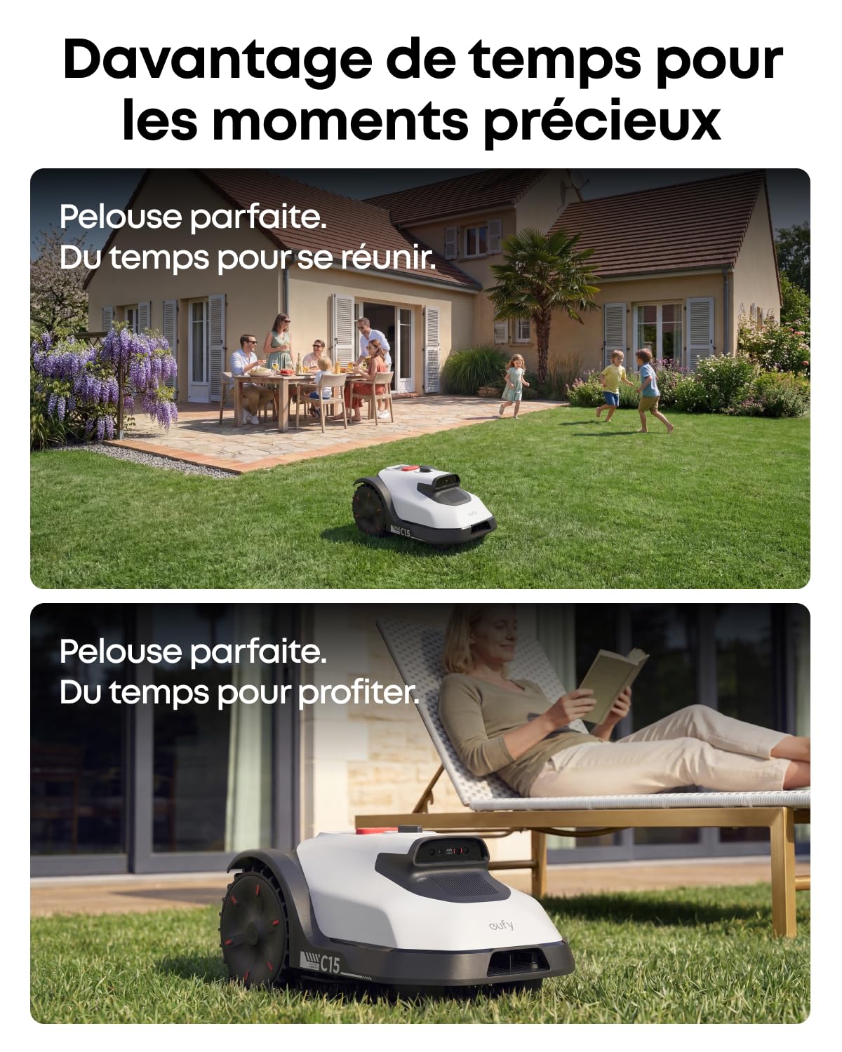 eufy C15 Robot Tondeuse avec Garage, sans Fil périphérique ni RTK