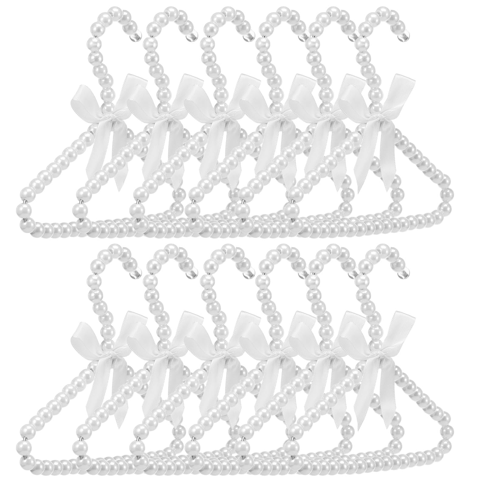 Lot de 12 cintres pour chiens, petites perles, nœuds, cintres, pour filles, garçons, tout-petits, chiens et chats (blanc, 12 pièces)
