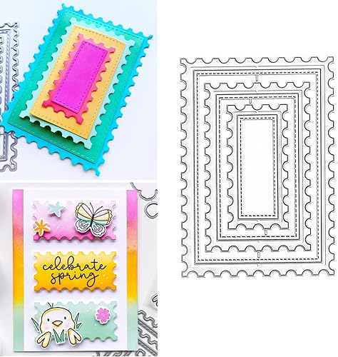 Juego de 6 troqueles rectangulares de metal ondulados, marco de anidación rectangular cosido, plantillas de corte para manualidades, álbumes de