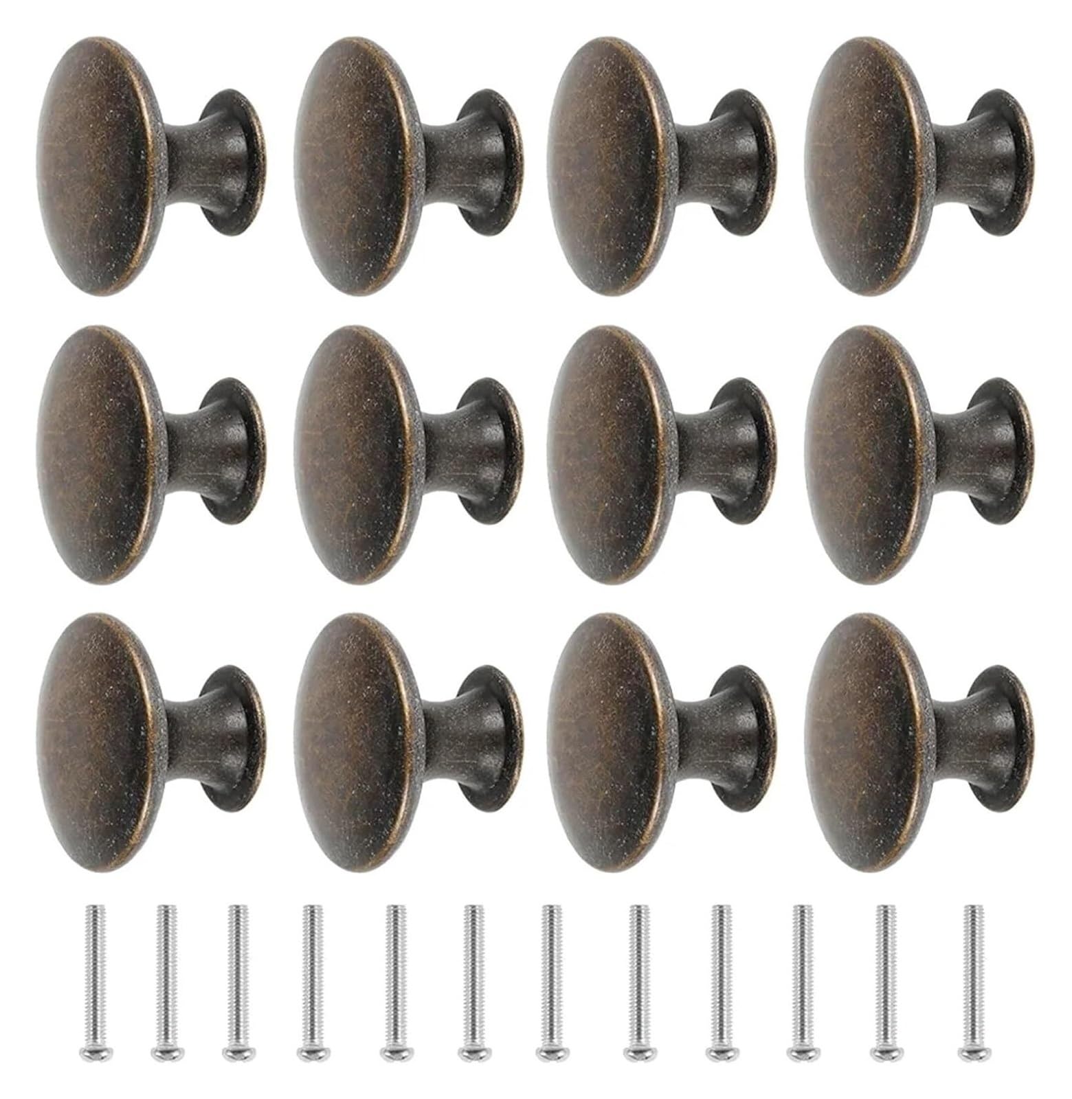 Gkirqvpe One Color Cabinet Knobs, Vintage Round Drawer Handles Zinc Alloy Bronze Pack Of 12 For Kitchen Closet Wardrobe