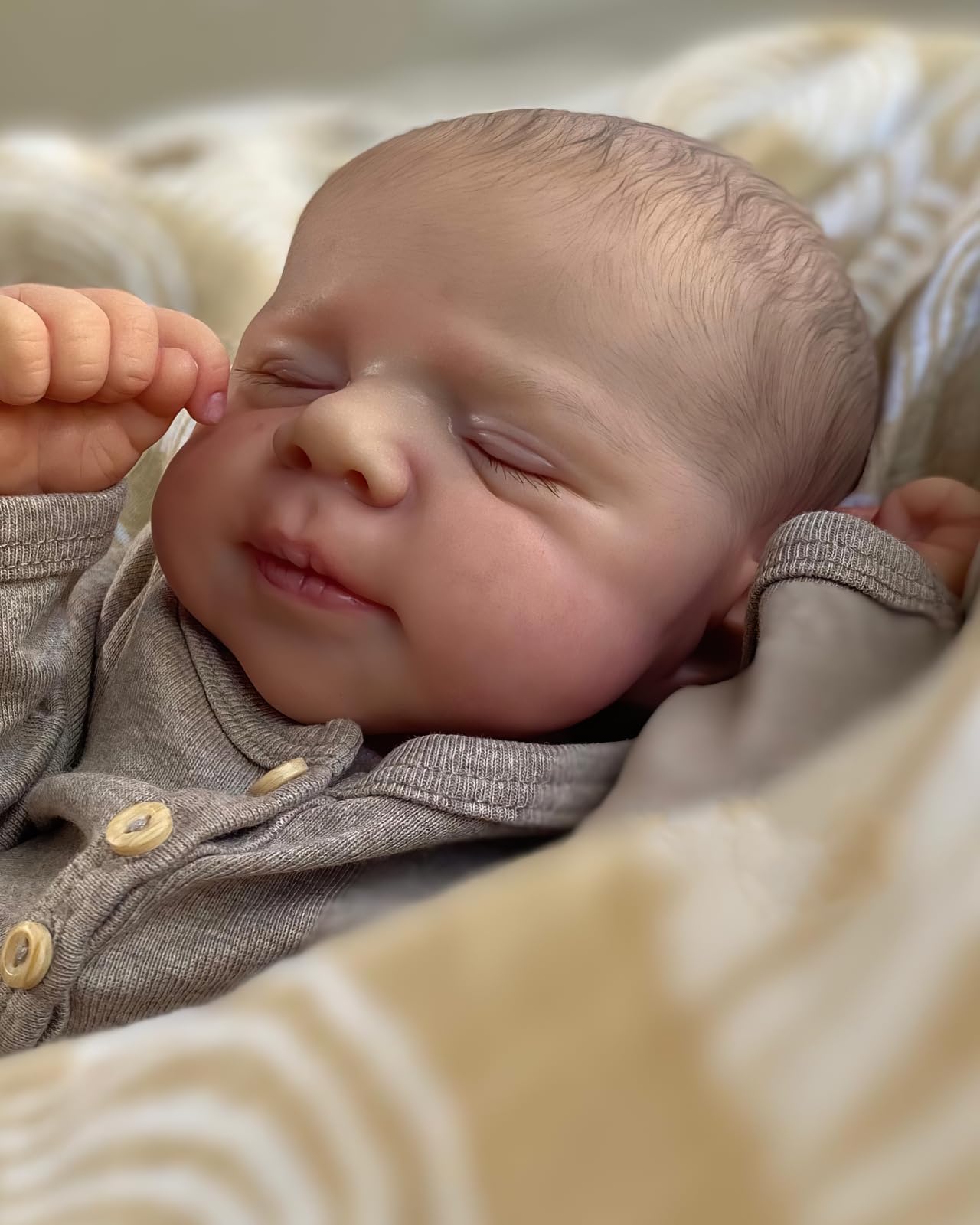 MineeQu Lebensechte Reborn-Schlafende Baby-Puppen 19 Zoll Vinyl Vollkörper Anatomisch Korrektes Leben Neugeborenes Baby Mädchen Puppen, die realistisch Aussehen