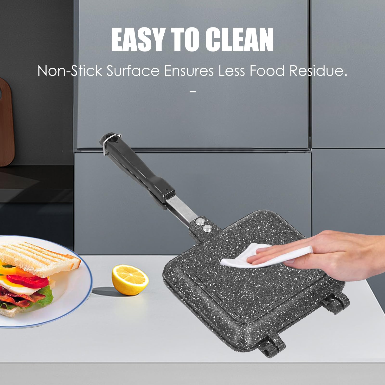Doppelseitiger Sandwichtoaster, 34.5 cm Aluminium Sandwich Toaster | mit Antihaft und Hitzebeständigen Griffe für Grill und Gas, Frühstück, Camping und Outdoor