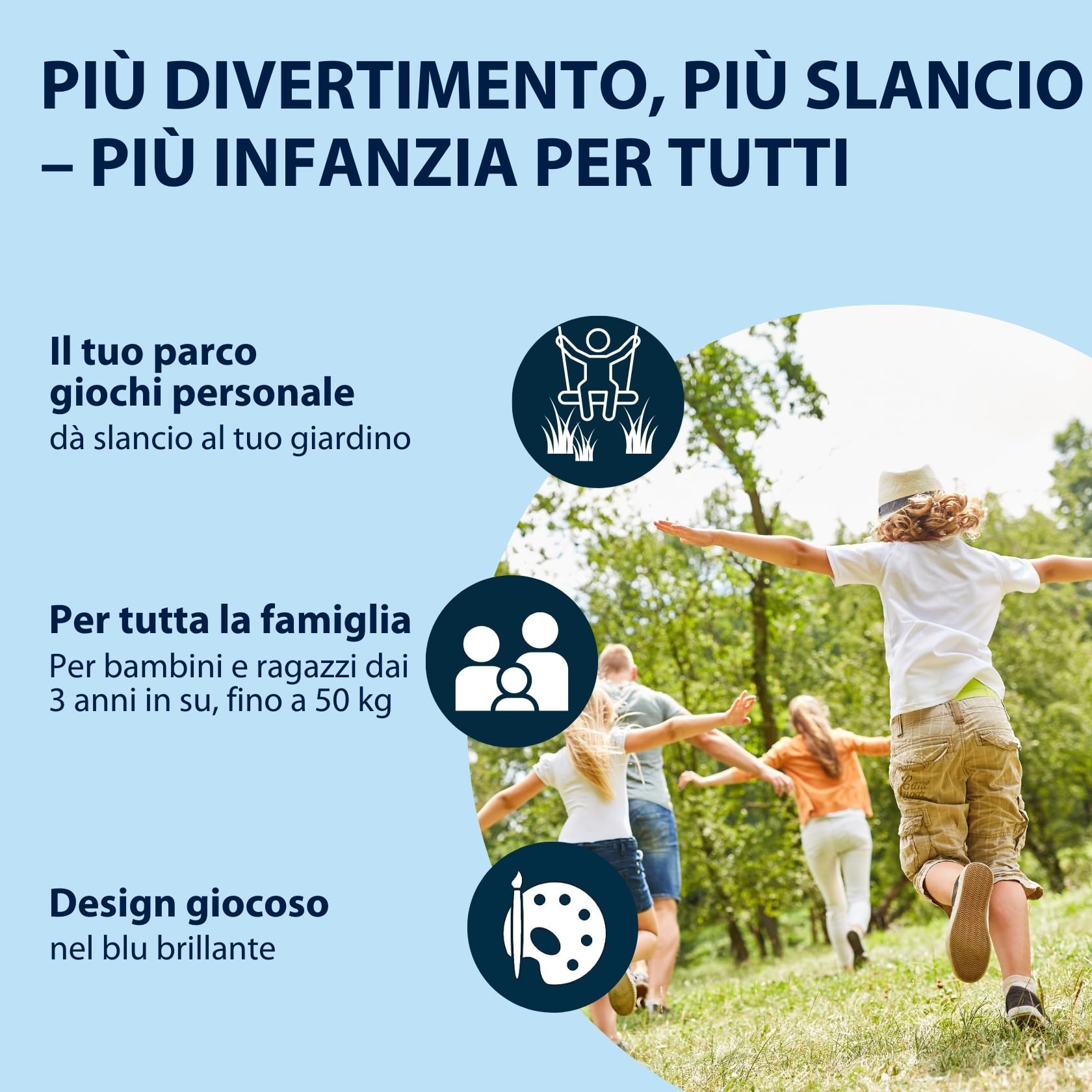 Hudora Altalena con Sedile Blu - Altalena per Bambini da Esterno con Seduta in Gomma - Certificata TÜV Rheinland/GS con Funi Regolabili in Altezza - Fino a 50kg