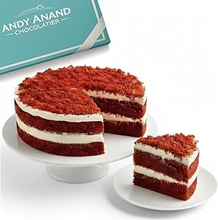 ANDY ANAND CHOCOLATIER Sugar Free Red Velvet Cake: Gourmet Belgian Chocolate, Handcrafted Keto & Diabetic Friendly, No Chemicals or Preservatives, Healthy Dessert Gift, Moist & Rich Small Batch, 2.4 lb