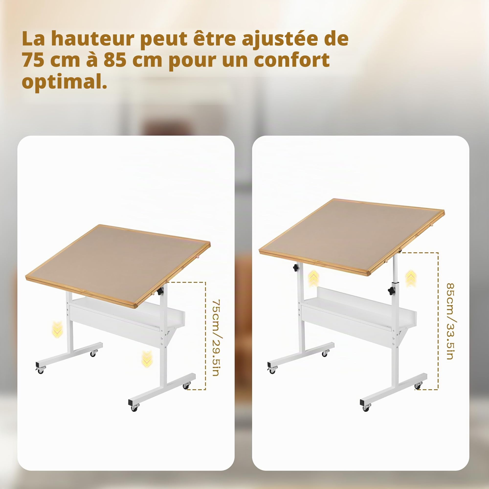 Tektalk Table de Puzzle avec lumière LED, Plateau en Bois avec Couvercle, fermé avec 4 roulettes, jusqu'à 1500 pièces
