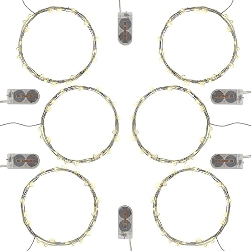 Miniatura 4 de LumaBase Guirnalda de luces LED a pilas, color blanco frío, juego de 6