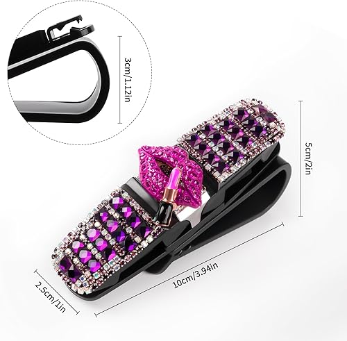 Miniatura 7 de Paquete de 2 soportes para lentes de sol para parasol de automóvil con soporte de clip de boleto de doble extremo, accesorios para lentes de sol