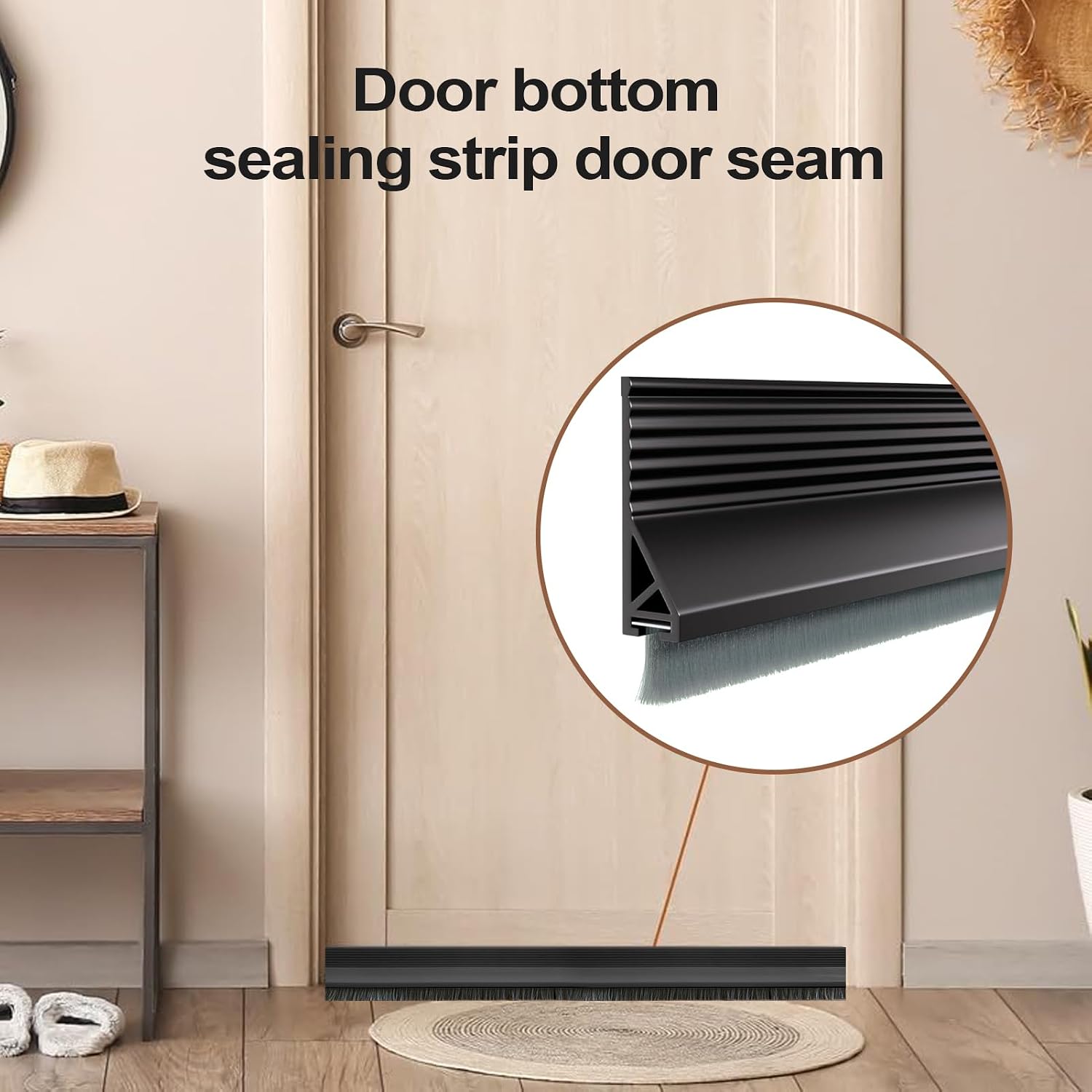 Flexible Door Seam, Cuttable Draft Stopper, Strip with Wear-Resistant Feature, Rubber Material Blocker, Door Seal with Easy Installation, Home Accessory for Cold Wind and Dust
