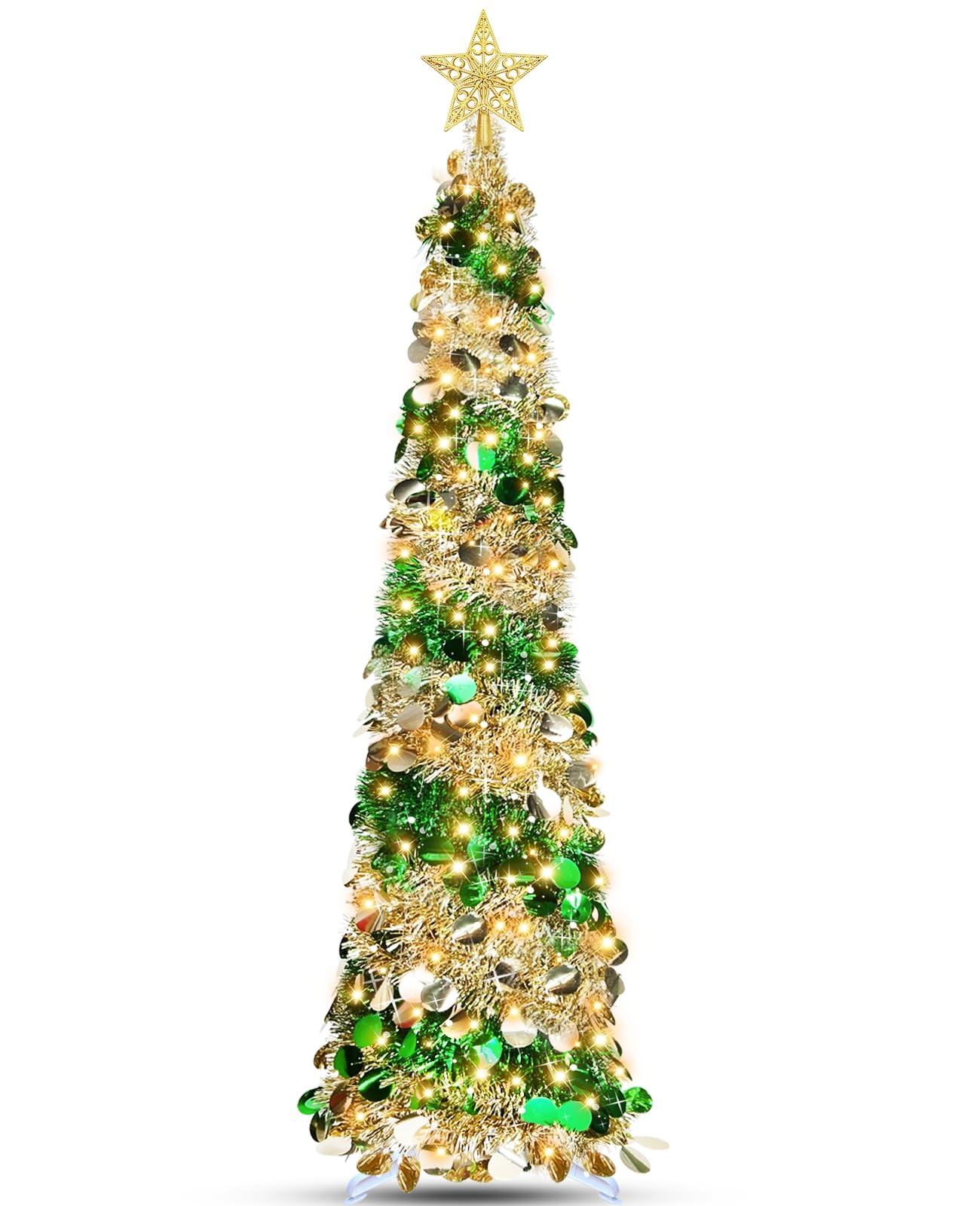TURNMEON 5 Ft Prelit Christmas Pencil Tree with Timer 50 Warm Lights