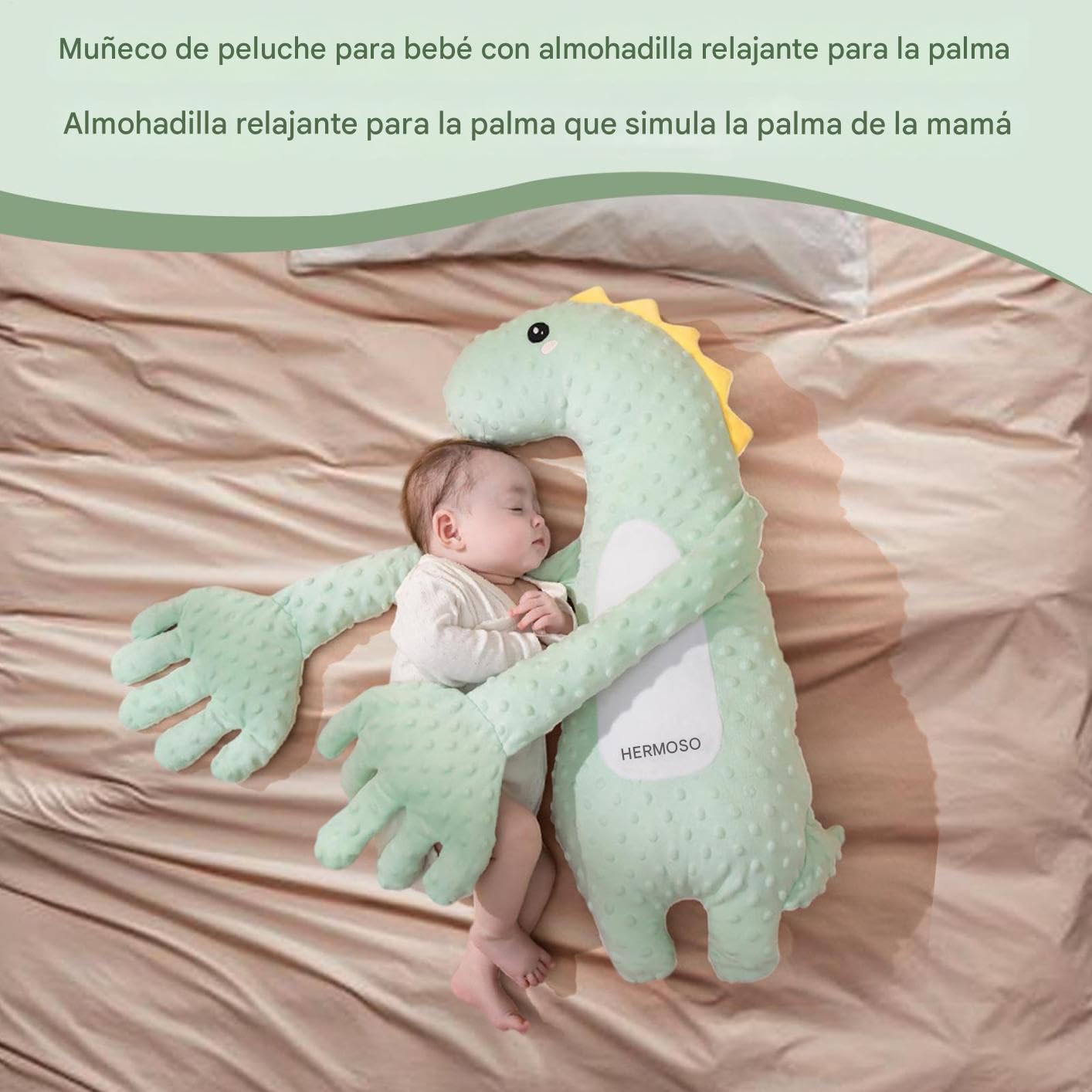 Buddy - Cuscino per dormire per bambini, palmo lenitivo del bambino, peluche elettrico per sonno, saoths, con mano di paccetto, controllo remoto, velocità regolabile per bambini, intelligente