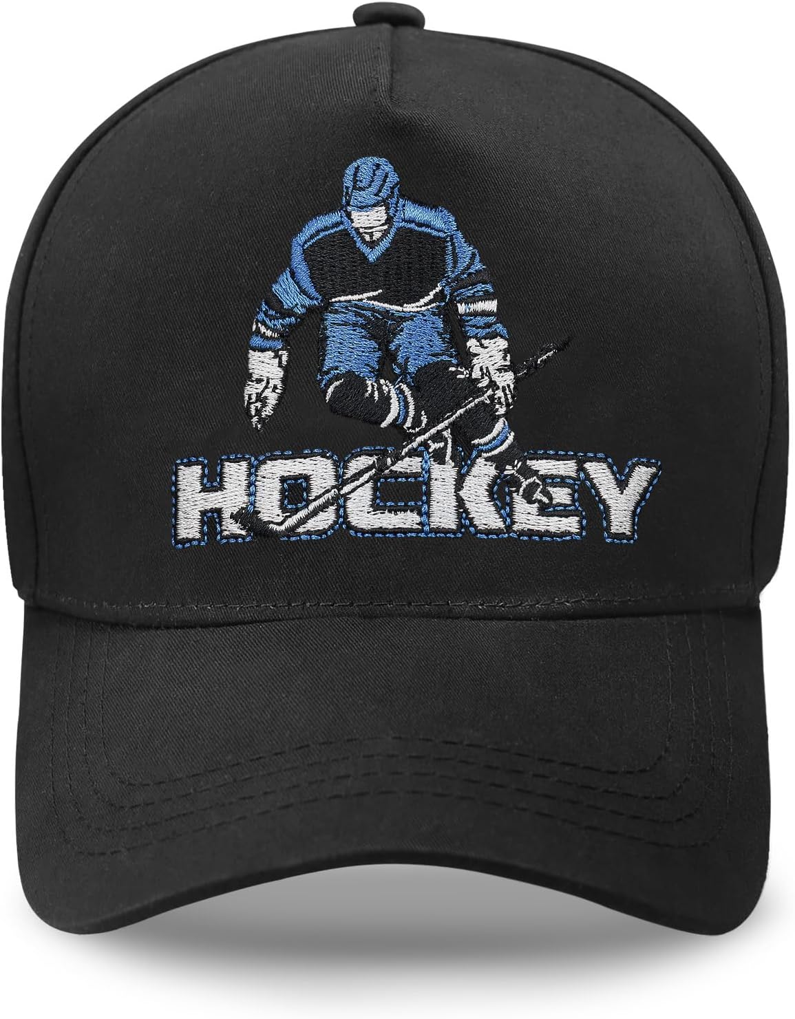 Hockey hat, Hockey Gifts for Boys, Gifts for Hockey Players, Funny Adjustable Embroidered Baseball Cap Black