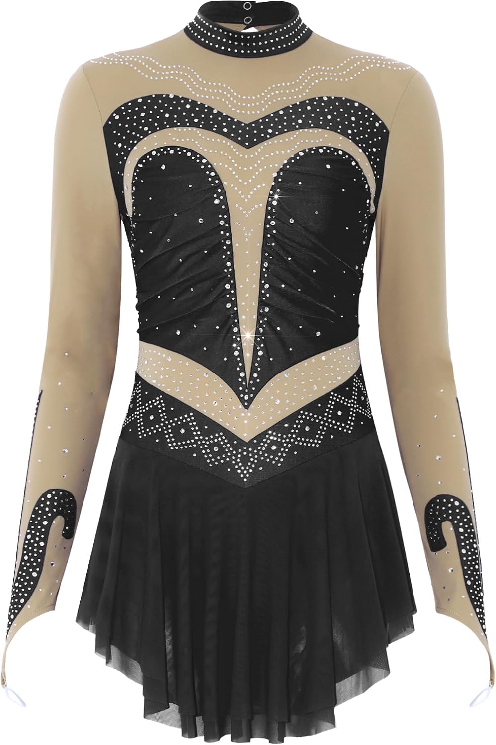 JEATHA Ice Skating Dress for Women Long Sleeve Ballet Latin Dance Costume Gymnastics Leotard