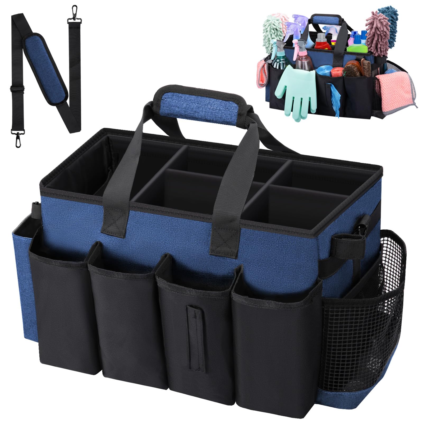 Wearable Large Cleaning Caddy Bag for Housekeeper Clean Supply Organizer with Adjustable Shoulder Waist Handle Straps Detailing Bag