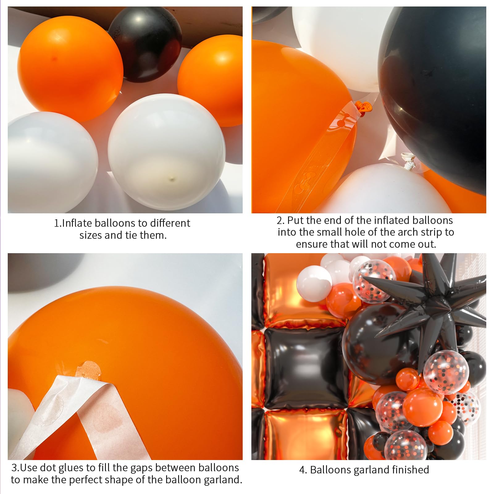 Moukiween Quadratische Folienballons Schwarz & Orange - 25 Stück Für Ballonwände Oder Tunnel