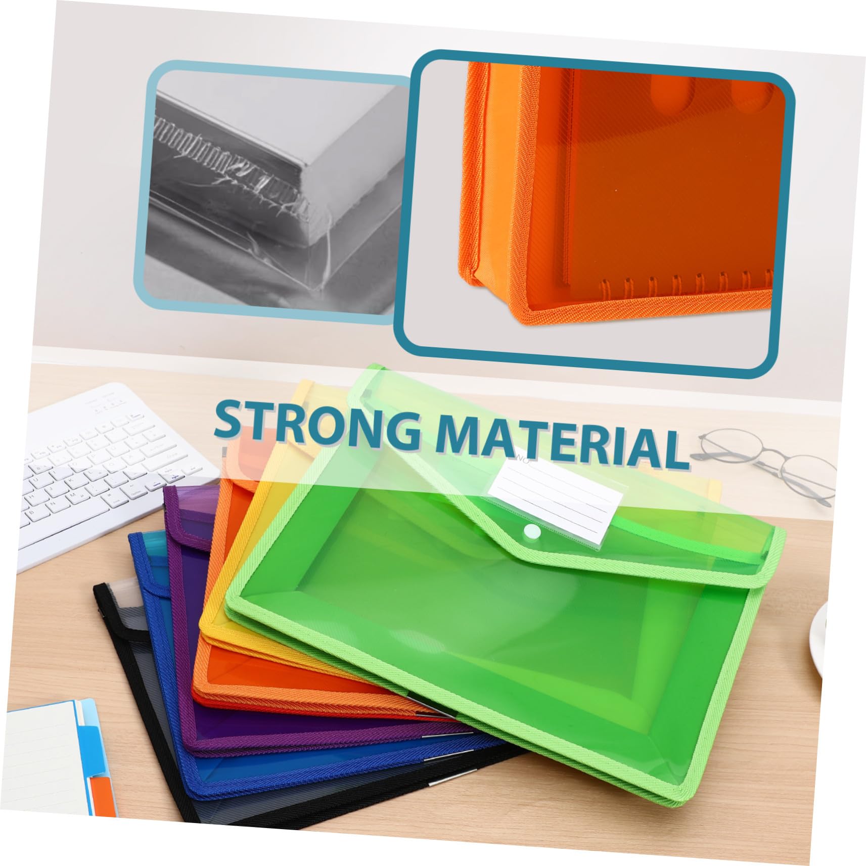 7stücke Umschlag Durchsichtig Plastikordner mit Druckknopf Kunststoff Umschlag Mappe Heftumschlag Transparent Dokumententasche