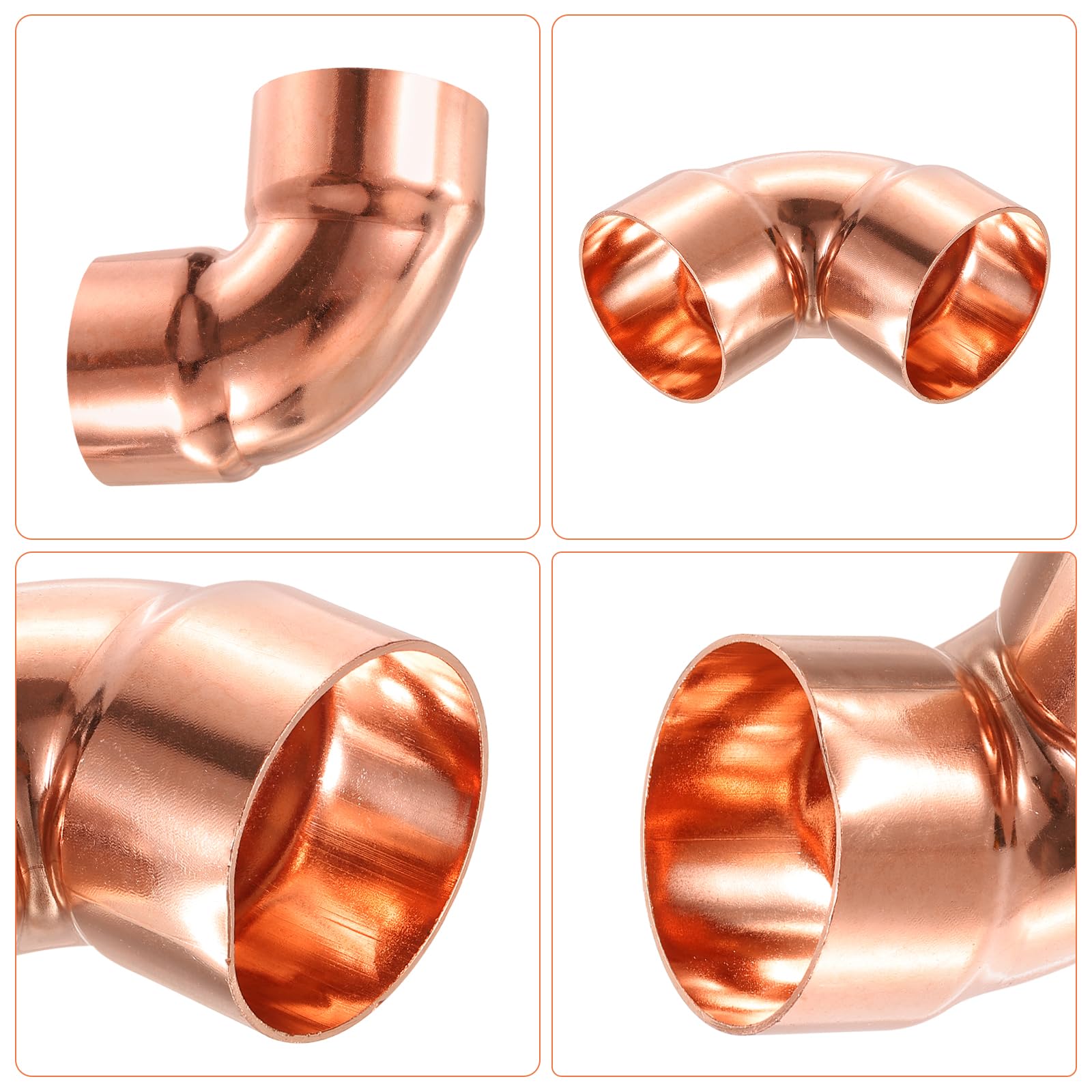 uxcell 10 conectores de tubería de cobre de giro corto de 1 pulgada y 90 grados con conexión de soldadura por sudor para fontanería, 1.8 x 1.8 x 0.08 pulgadas