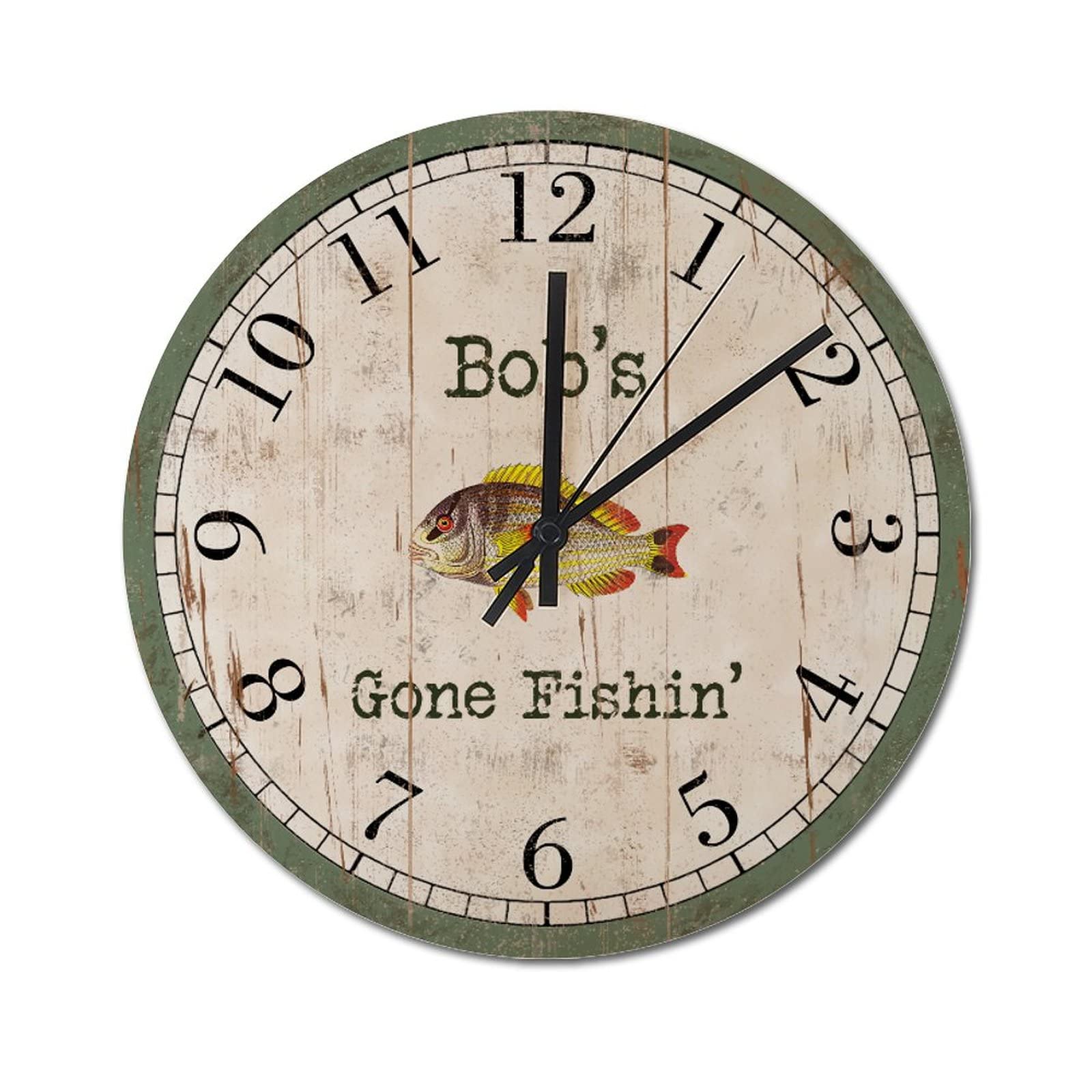 Horloge murale decorative vintage verte rustique 38 cm piles