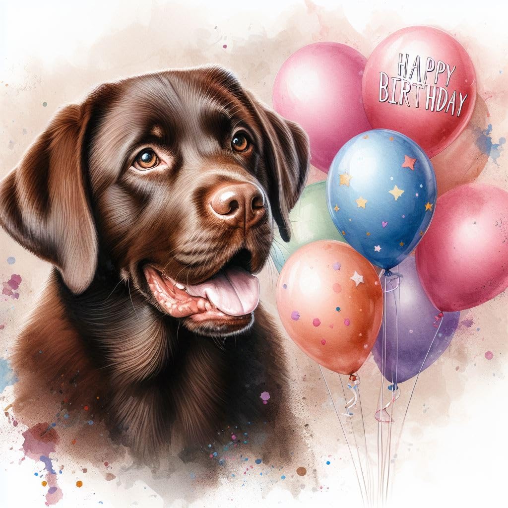 Single Luxury Chocolate Labrador Birthday Greeting Blank Card