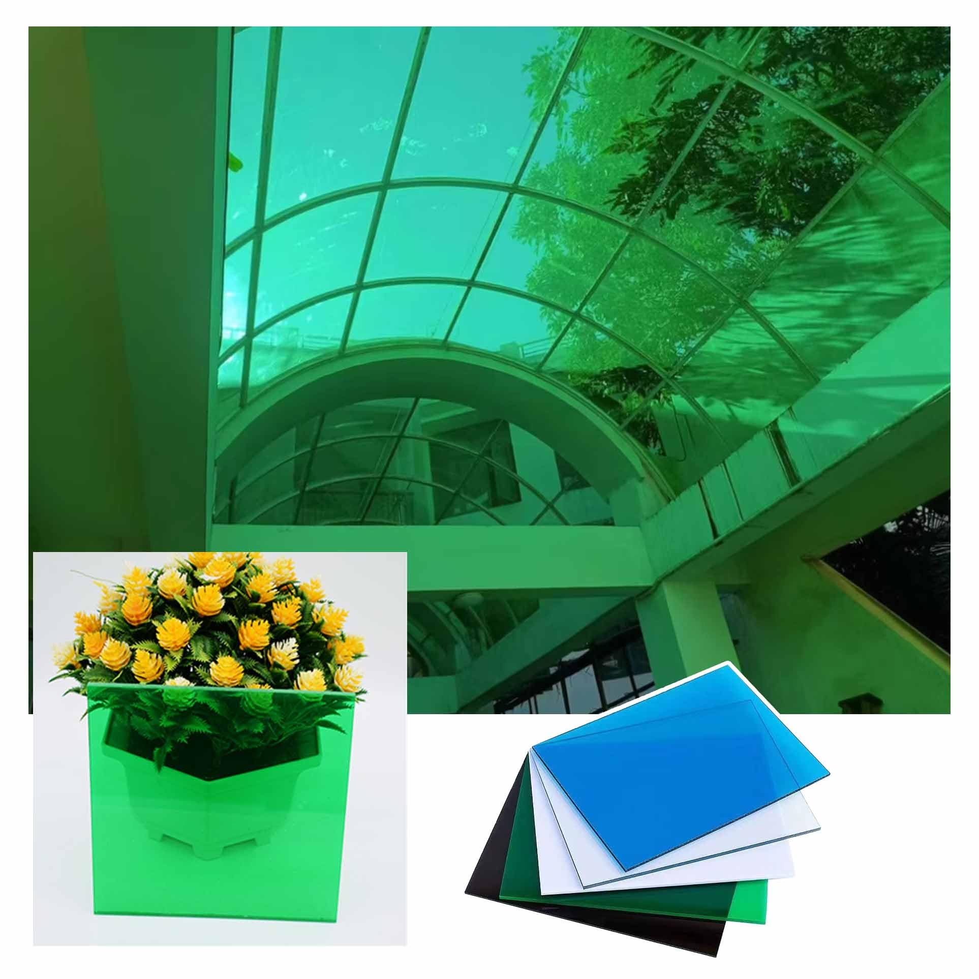 1,2 mm dicke Polycarbonatplatten Durchsichtige Gewächshausdachplatten Ersatzplatten für den Außenbereich, für Schuppen, Terrassen, Trennwände und Pergolen zuschneiden(Green,0.6x1m/1.97x3.28ft)