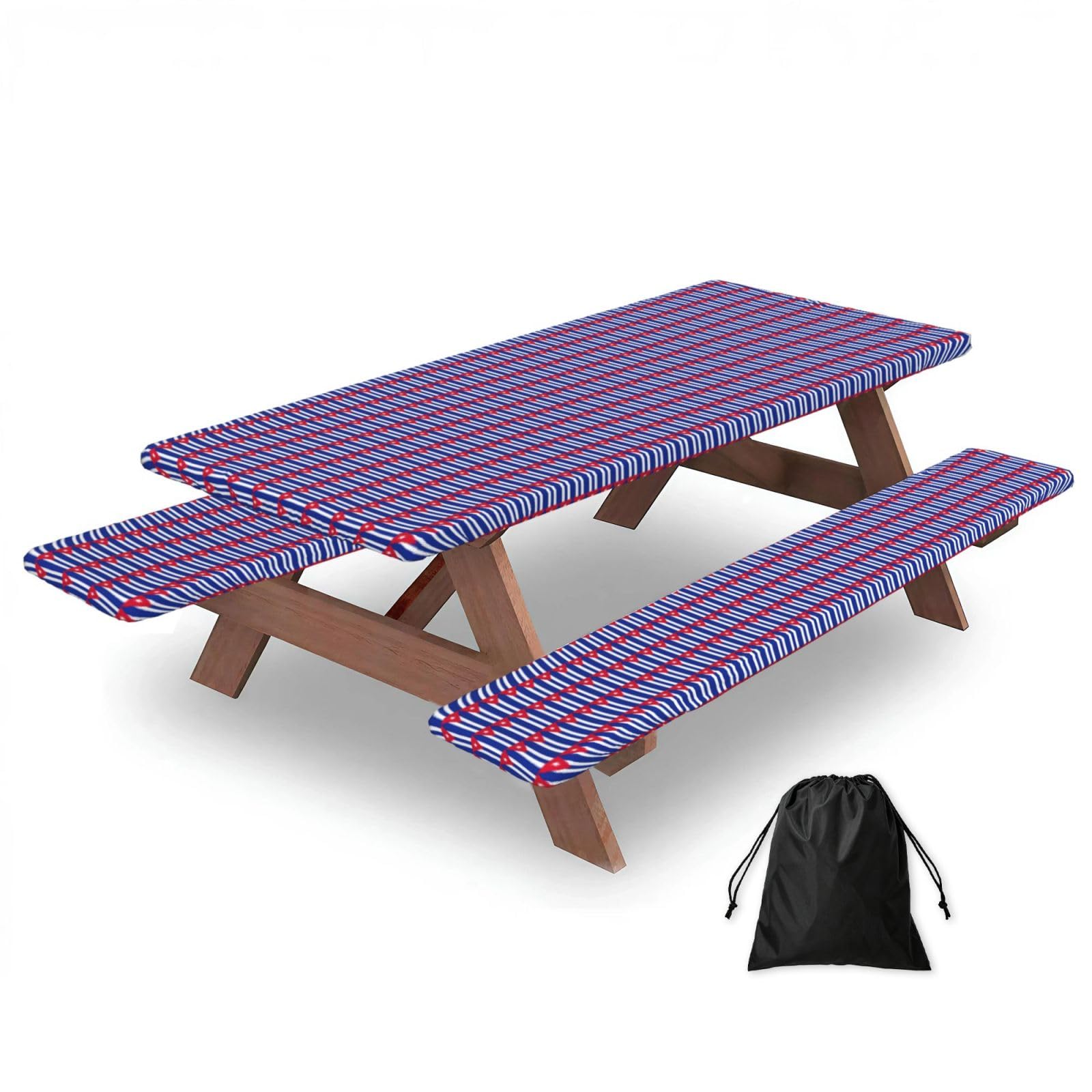 PPHGUT Cuban Flag Print Picnic Table Bench Cover Set Outdoor Garden Bbq Protector For Family Camping
