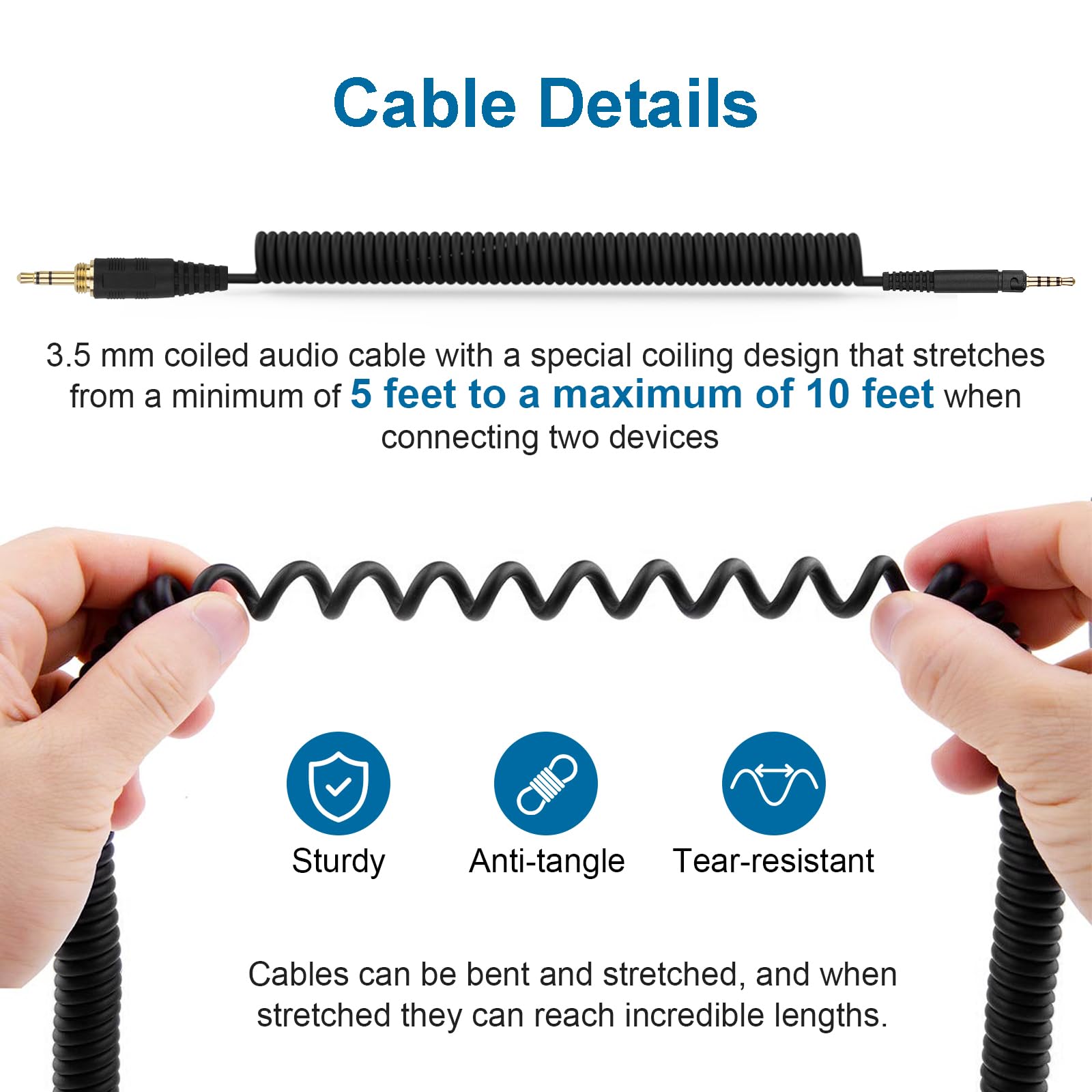 Cavo audio compatibile con cuffie Sennheiser HD599SE, HD599, HD598, HD598SE, HD560S, HD598SR, HD400PRO, HD579, HD569, cavo stereo di ricambio da 2,5 mm a 3,5 mm, con adattatore da 6,35 mm (1,5-3 m)