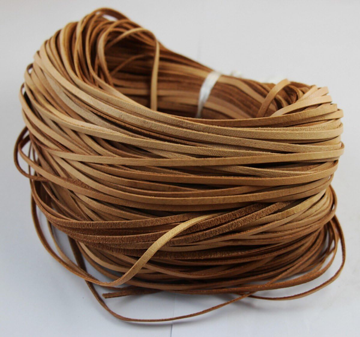 WellieSTR 25 Yards Genuine Leather Light Brow Flat Cowhide Cord - Jewelry Making 3x1mm
