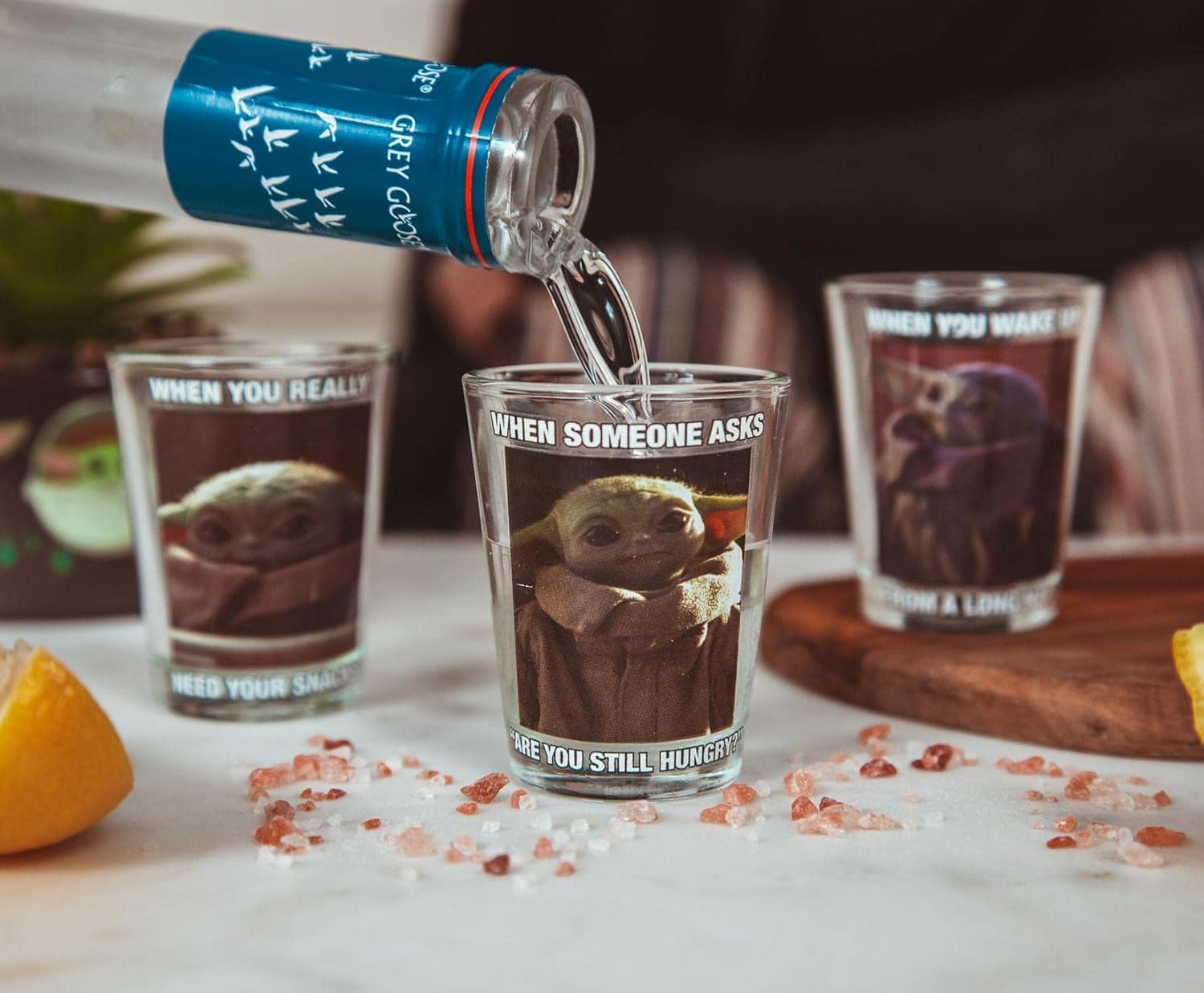 Star Wars: The Mandalorian Grogu Memes 1.5-Ounce Mini Glass Cups, Set of 4 | Whiskey Shot Glasses, Home Barware For Liquor and Beverages, Kitchen Decor Essentials | Cute Baby Yoda Collectibles - Image 5