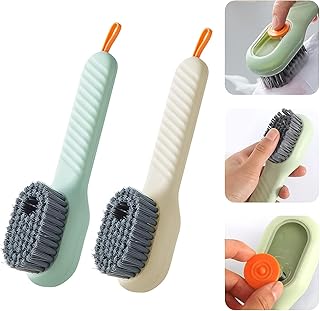 فرشاة لفرك وتنظيف الأحذية، فرشاة تنظيف أحذية مع صندوق للسائل، فرشاة ملابس، أداة تنظيف متعددة المهام، فرشاة لتنظيف الغسيل، قطعتان