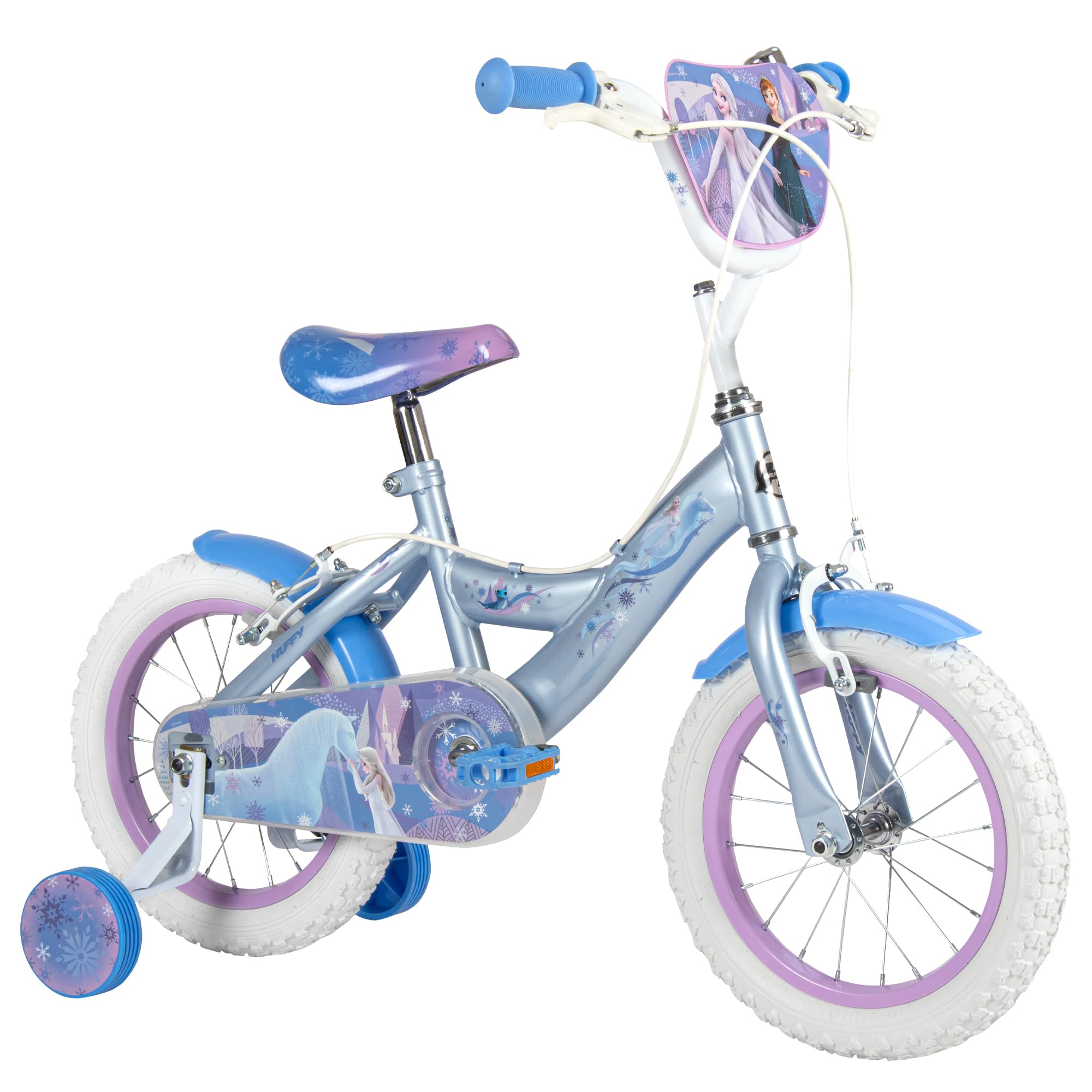 Huffy Disney Frozen, bicicletta per bambini da 12", 14", 16", età 3-9 anni, doppi freni a pinza, stabilizzatori rimovibili, sedile regolabile, blu
