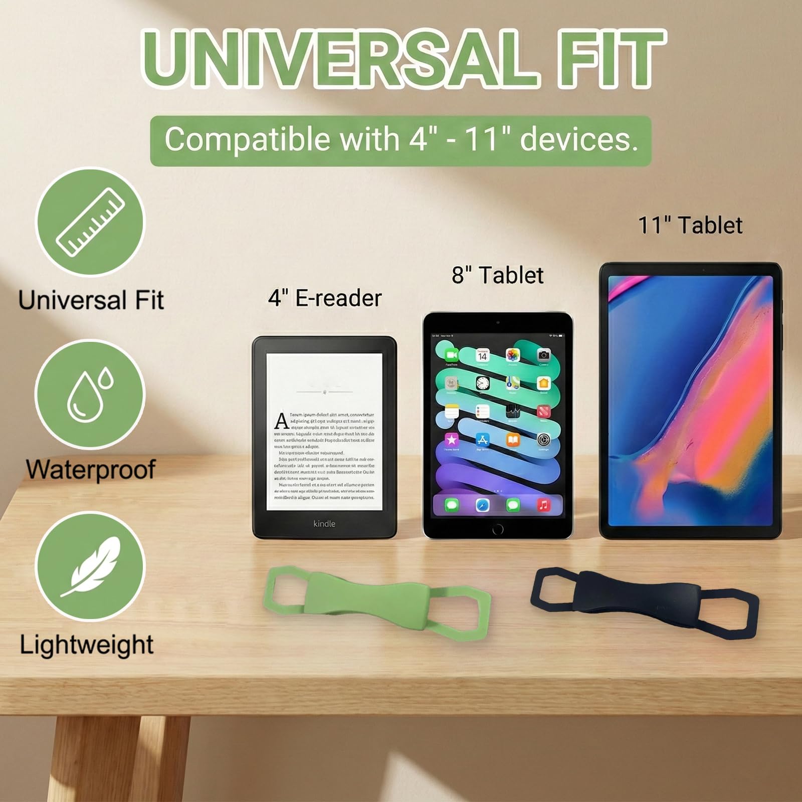 Cinturino Porta Tablet per 6-11 Pollici, Compatibile iPad Kindle Samsung Lenovo, Elastico Leggero
