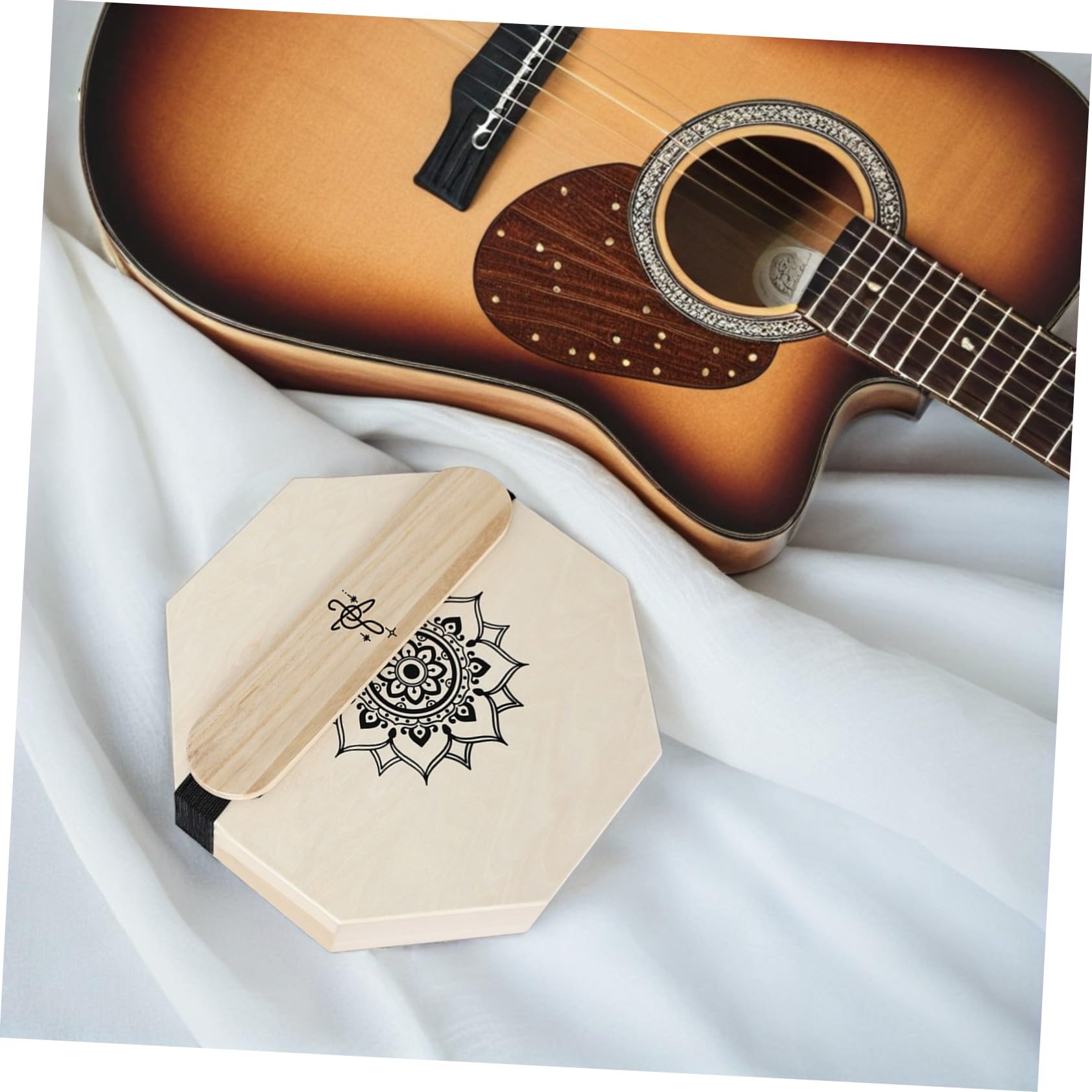 Toyvian Mały Cajon Bębenek Podróżny Oktagonalny Bęben Akustyczny z Trzema Dźwiękami Mandala Artystyczny Bęben Perkusyjny dla Początkujących i Muzyków