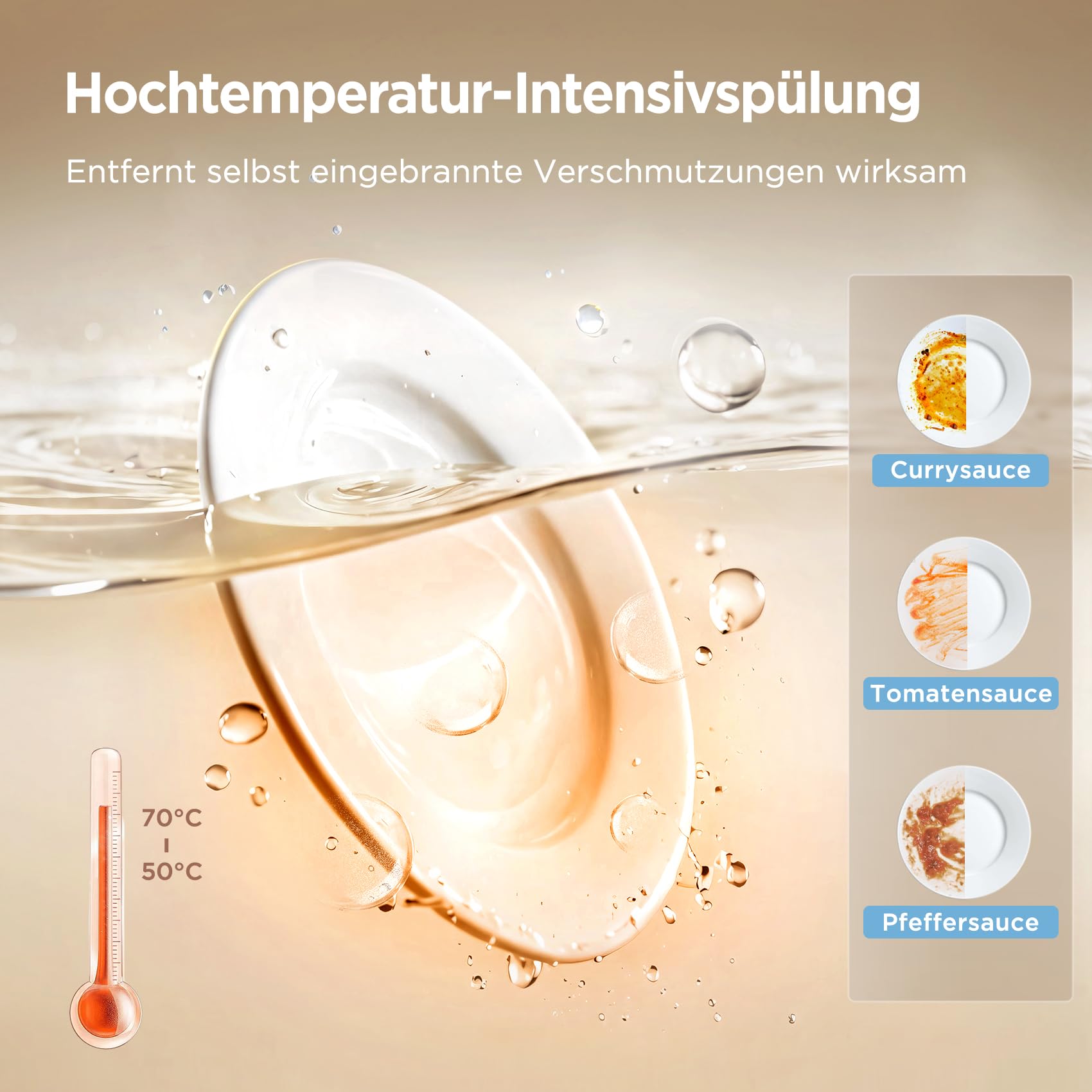 Midea Mini Geschirrspüler mit Wassertank, Freistehend Tischgeschirrspüler 6+3 Programme Touch Control Startverzögerung