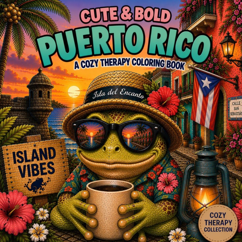 Cute & Bold Puerto Rico: A Cozy Therapy Coloring Book (Cozy Therapy Collection)