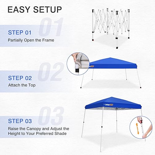 Miniatura 2 de INTER HUT Tienda de campaña portátil de pierna inclinada con bolsa con ruedas, toldo de playa al aire libre, refugio deportivo plegable de 8 x 8