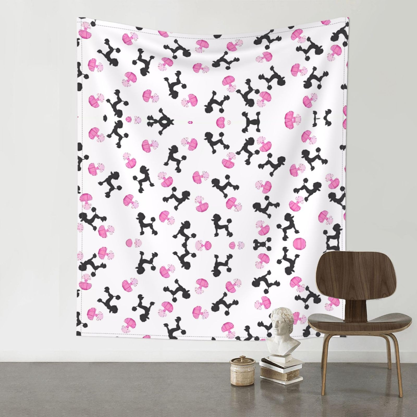 WHJSHOP girly pink perfume bottle and poodle Prints Original Wall Tapestry 60x51in – Boho Throw Blanket for Dorm Decor, Beach Picnic, & Bedroom Layering